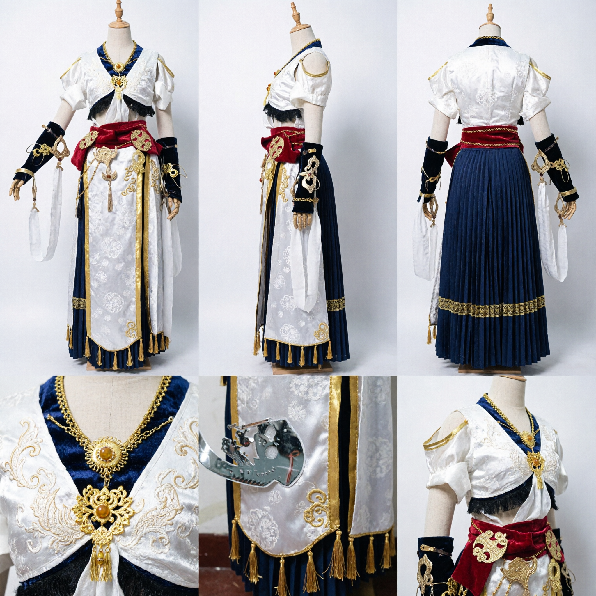 Traje Completo de Espadachina Wuxia Tradicional China, Vestido Hanfu Blanco para Cosplay de Mujer, Atuendo de Asesina Antigua - Asian Costume