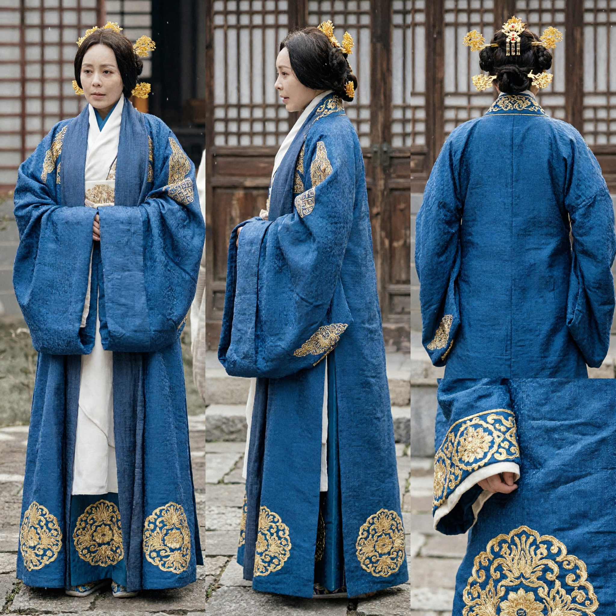 Traje Hanfu Azul para Mulheres Vestido Tradicional Robe Bordado da Dinastia Han Antiga Chinesa para Cosplay e Performance - Asian Costume