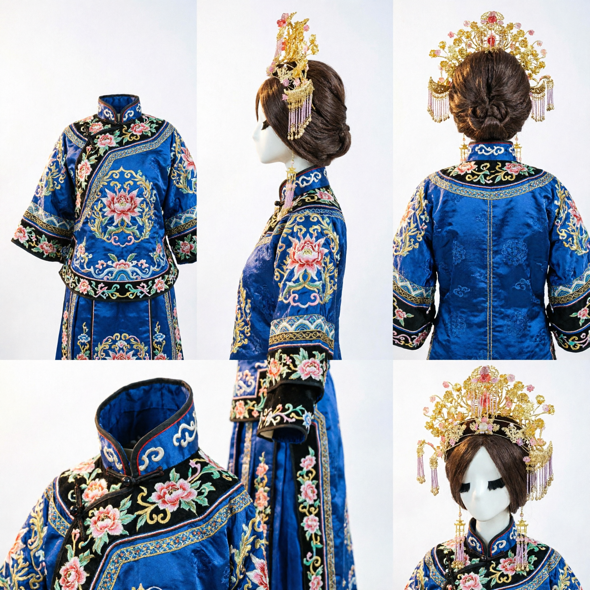 إكسسوارات شعر تاج الفينيق التقليدي الصيني، قطعة رأس الأميرة الذهبية القديمة مع شرابات لحفلات زفاف الهانفو - Asian Costume