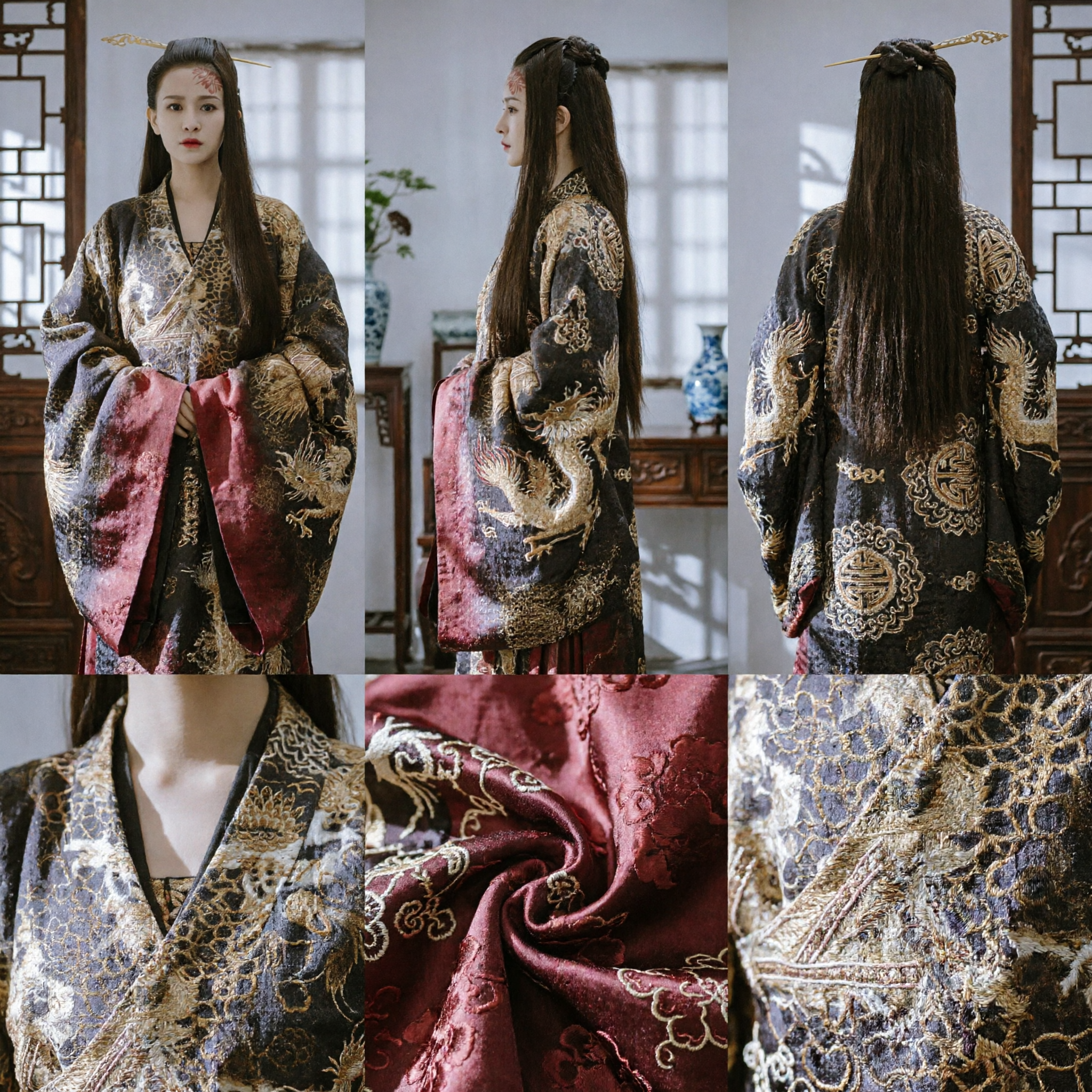 Chinesisches traditionelles antikes Palastkonkubinen-Kostüm Historisches Drama-Cosplay Brokat-Gewand Hanfu-Kleid für Frauen - Asian Costume