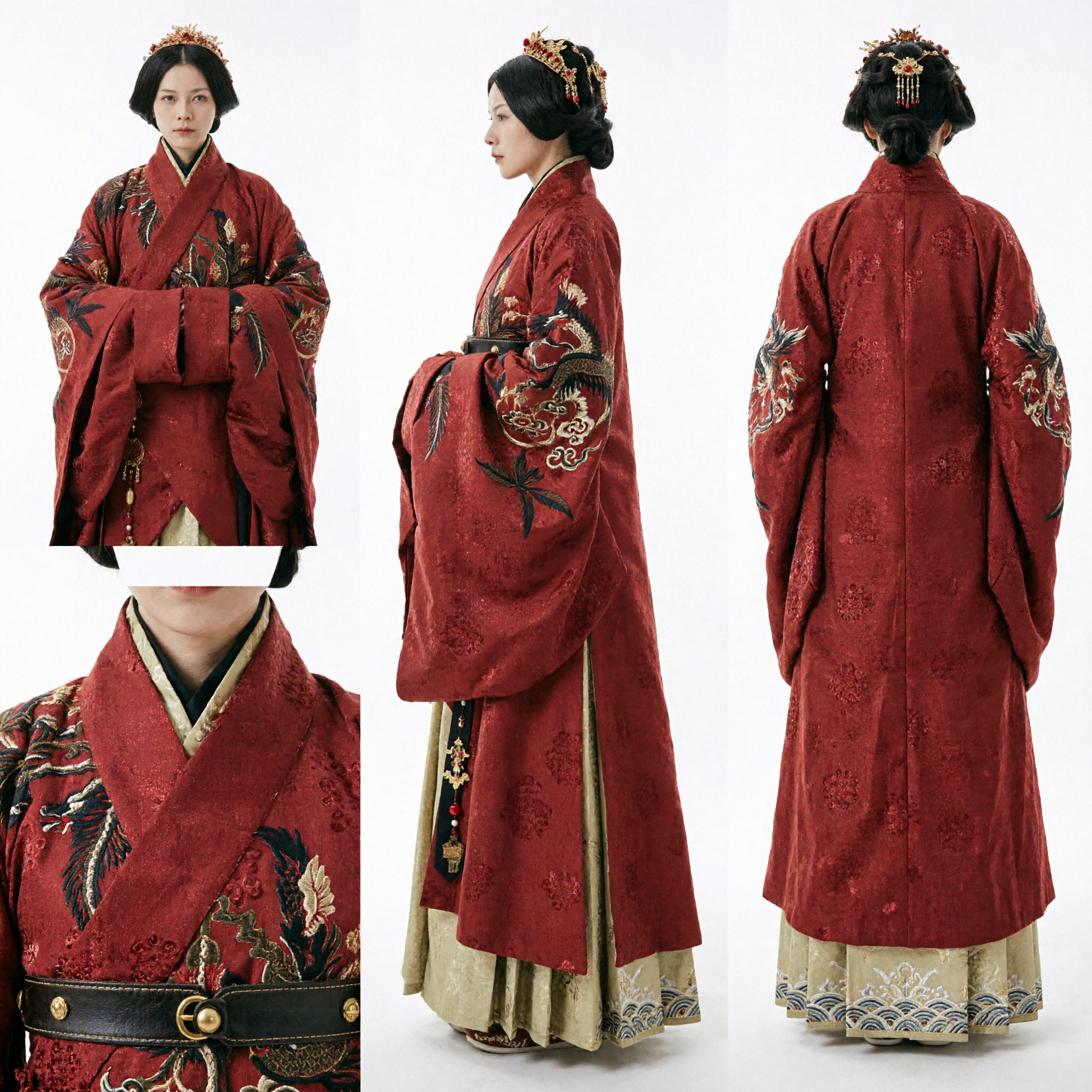 Robe brodée rouge d'impératrice chinoise ancienne Costume Hanfu Robe de princesse du palais traditionnelle pour femmes - Asian Costume