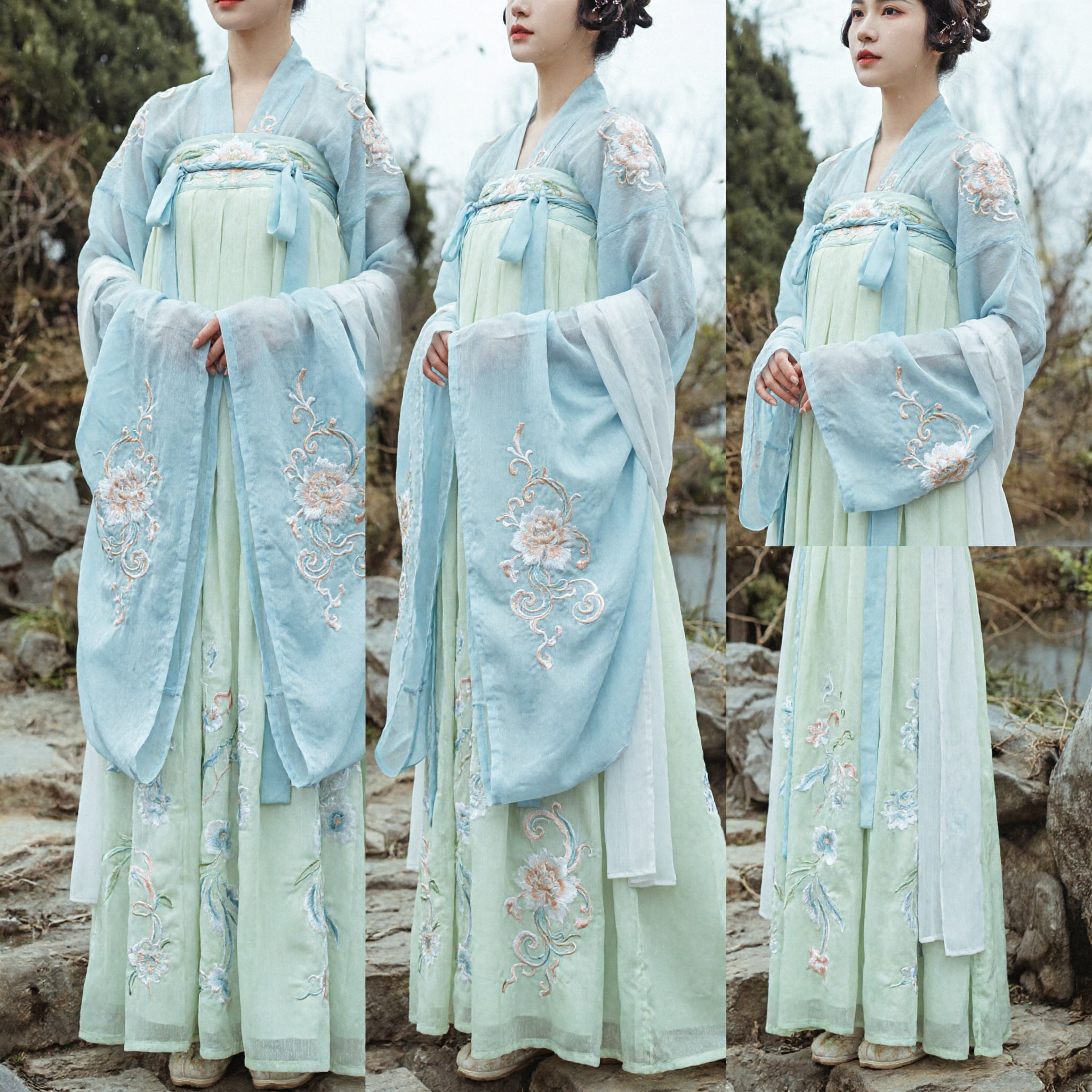 Vestido Hanfu tradicional chino, traje de princesa de la dinastía Tang, atuendo de hada verde y azul para mujeres - Asian Costume