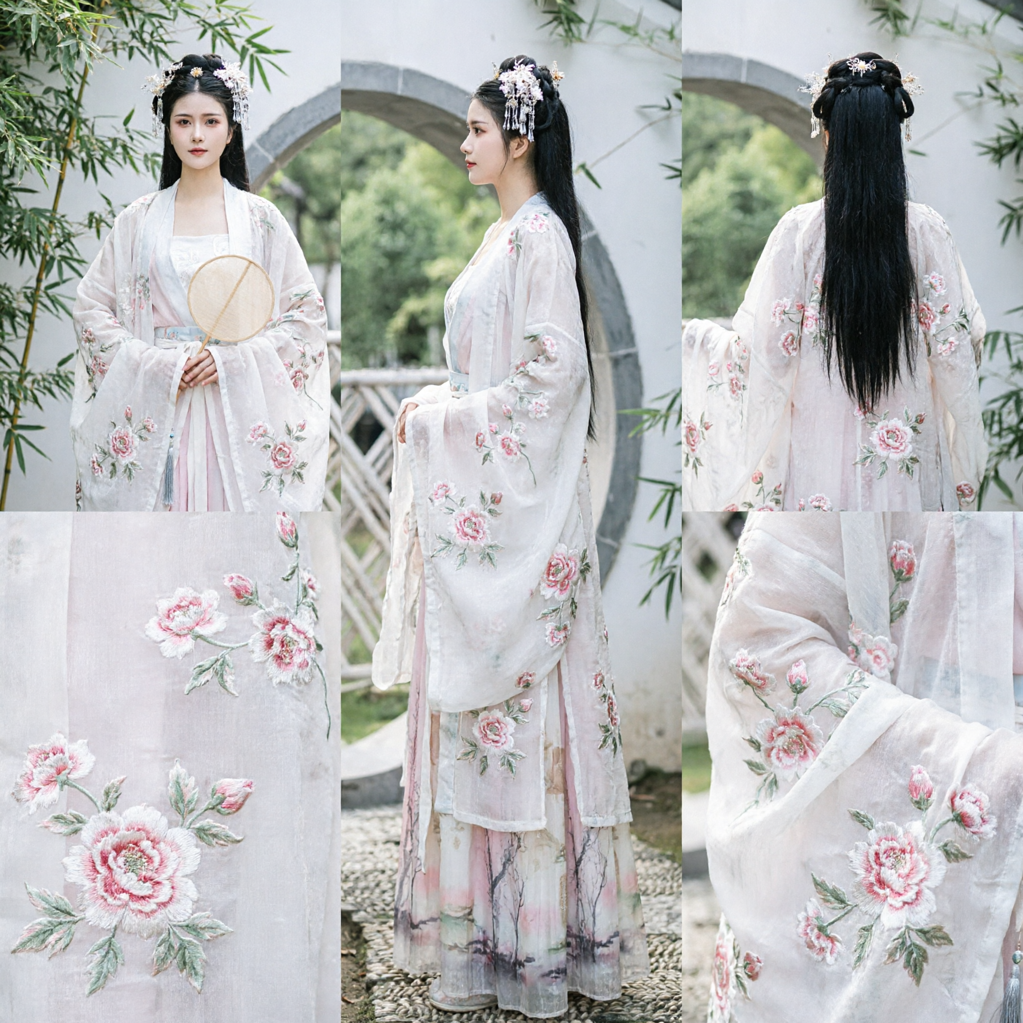 Costume Hanfu traditionnel chinois élégant, robe de fée ancienne pour femmes, jupe florale rose à manches larges pour tenue photographique - Asian Costume
