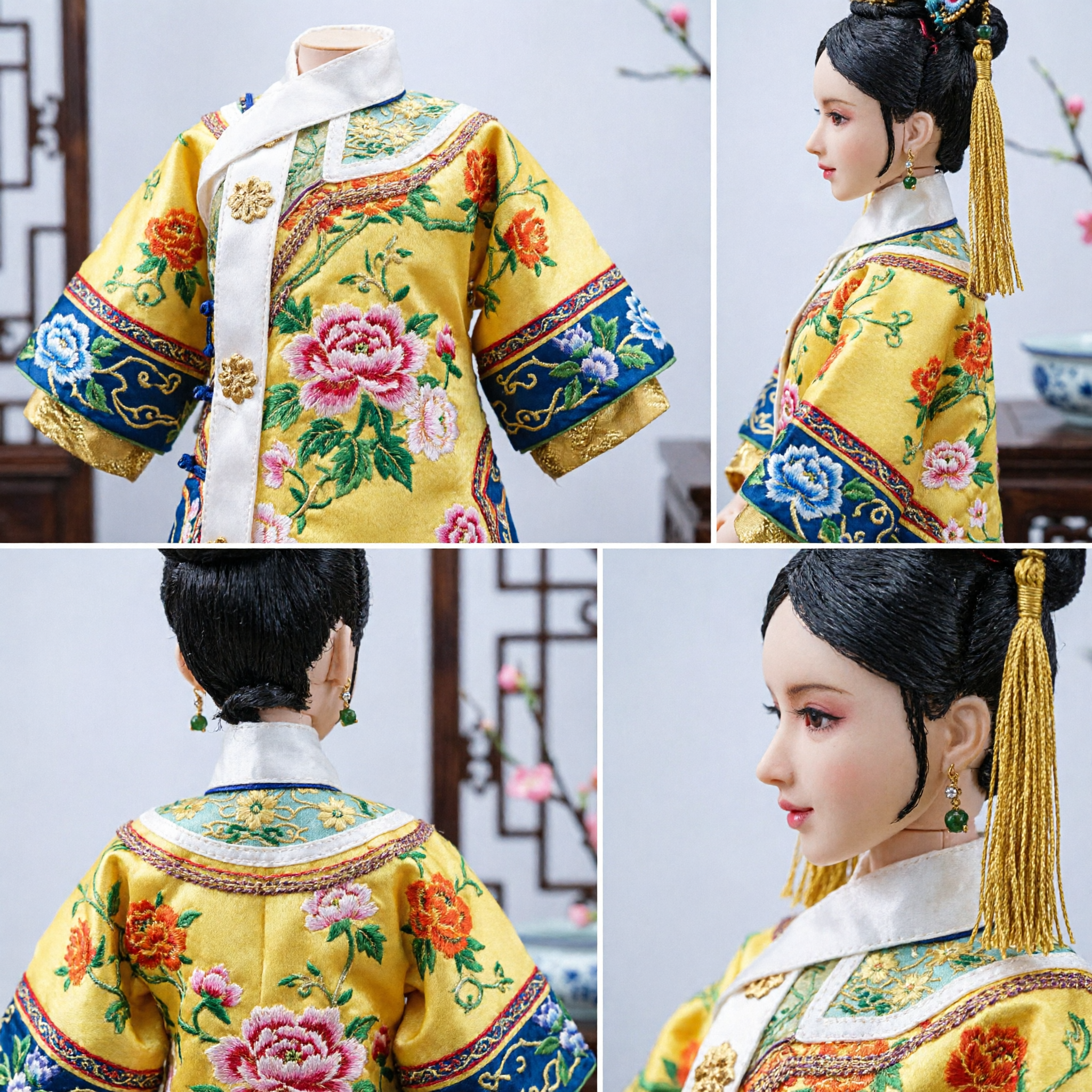 Традиционный китайский набор головного убора в виде короны с фениксом маньчжурской императрицы эпохи Цин для костюма BJD-куклы 1/3 - Asian Costume