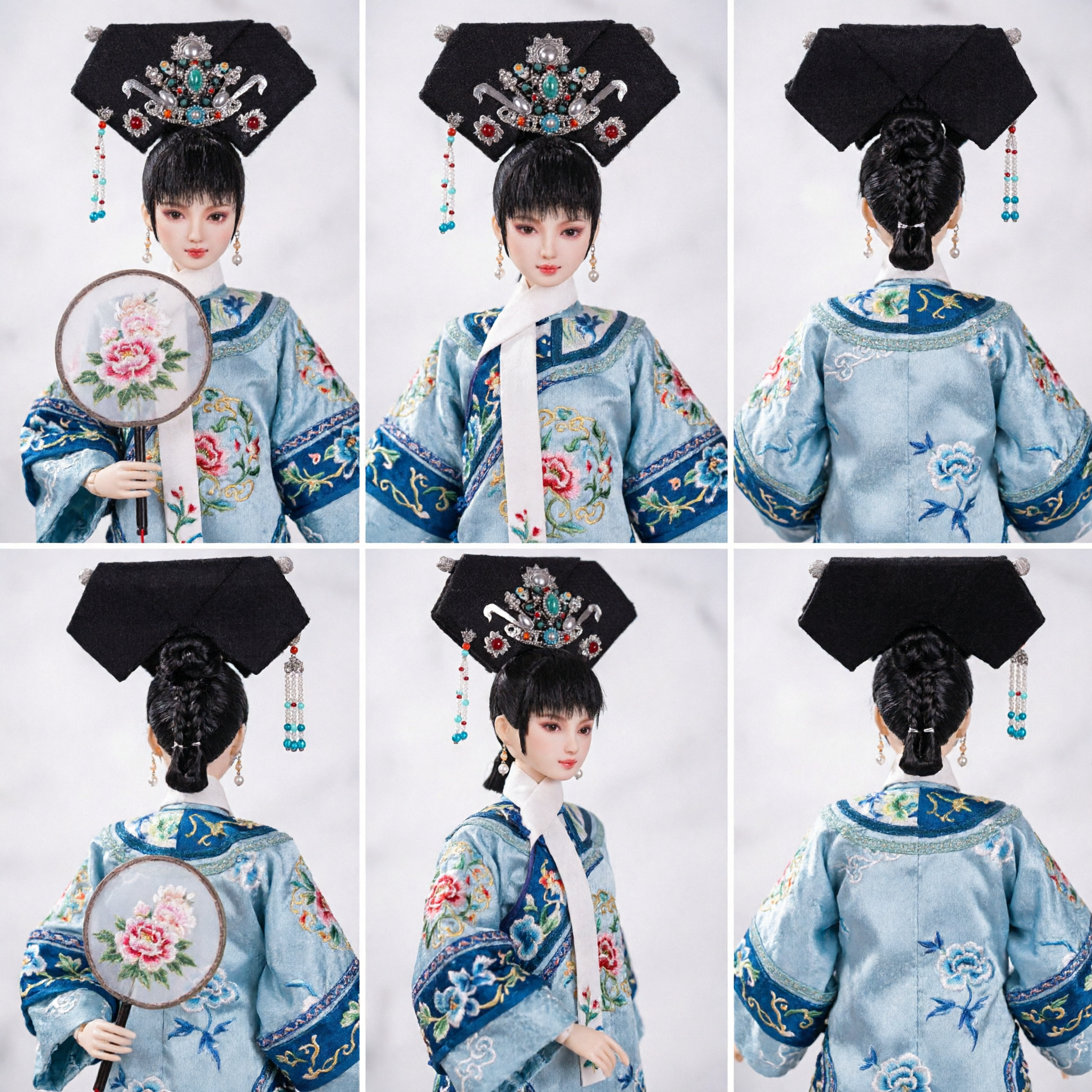 Coiffe de princesse mandchoue de la dynastie Qing traditionnelle chinoise, couronne capillaire en velours noir avec perles pour cosplay de costume ancien - Asian Costume