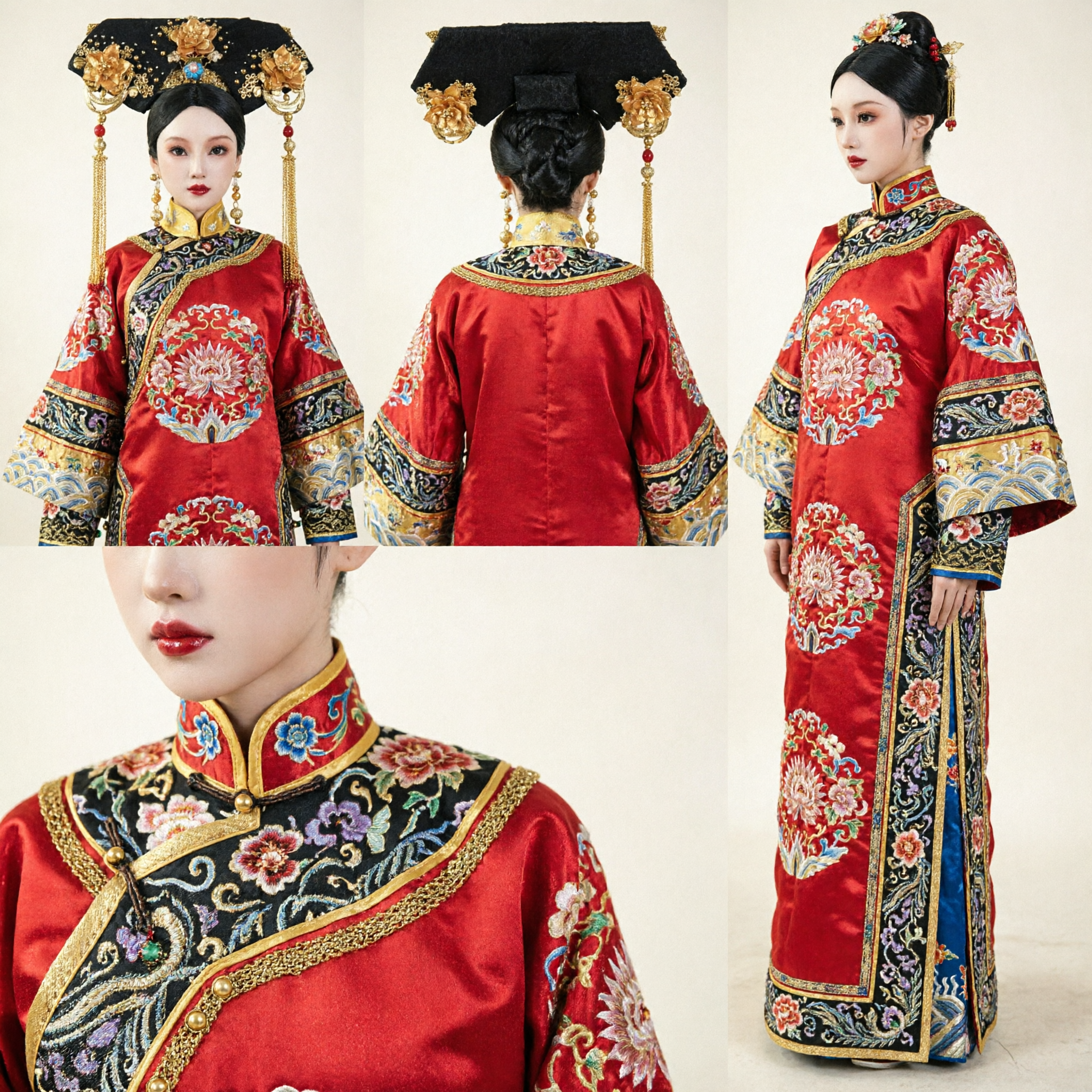 Traditioneller chinesischer Qing-Dynastie Kaiserin-Kopfschmuck und Haaraccessoires-Set für Barbie-Puppen-Kostüm - Asian Costume