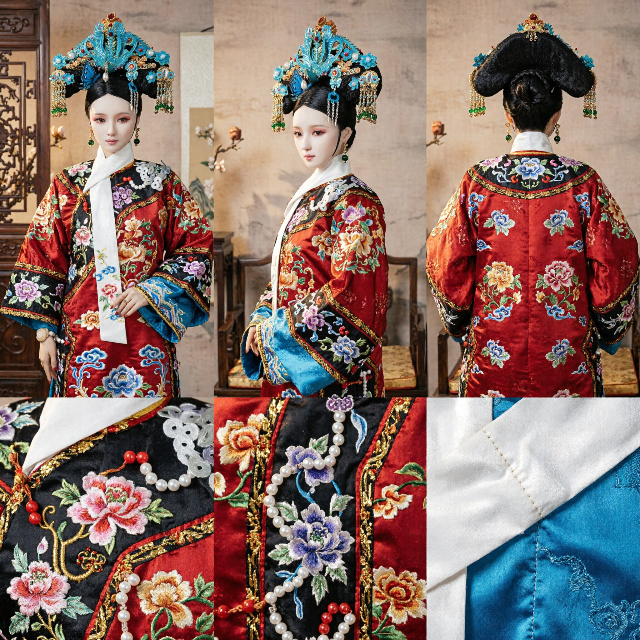 Traditioneller chinesischer Qing-Dynastie Phönix-Krone-Kopfschmuck für BJD-Puppen antikes Kaiserin-Palast-Kostüm-Accessoires - Asian Costume