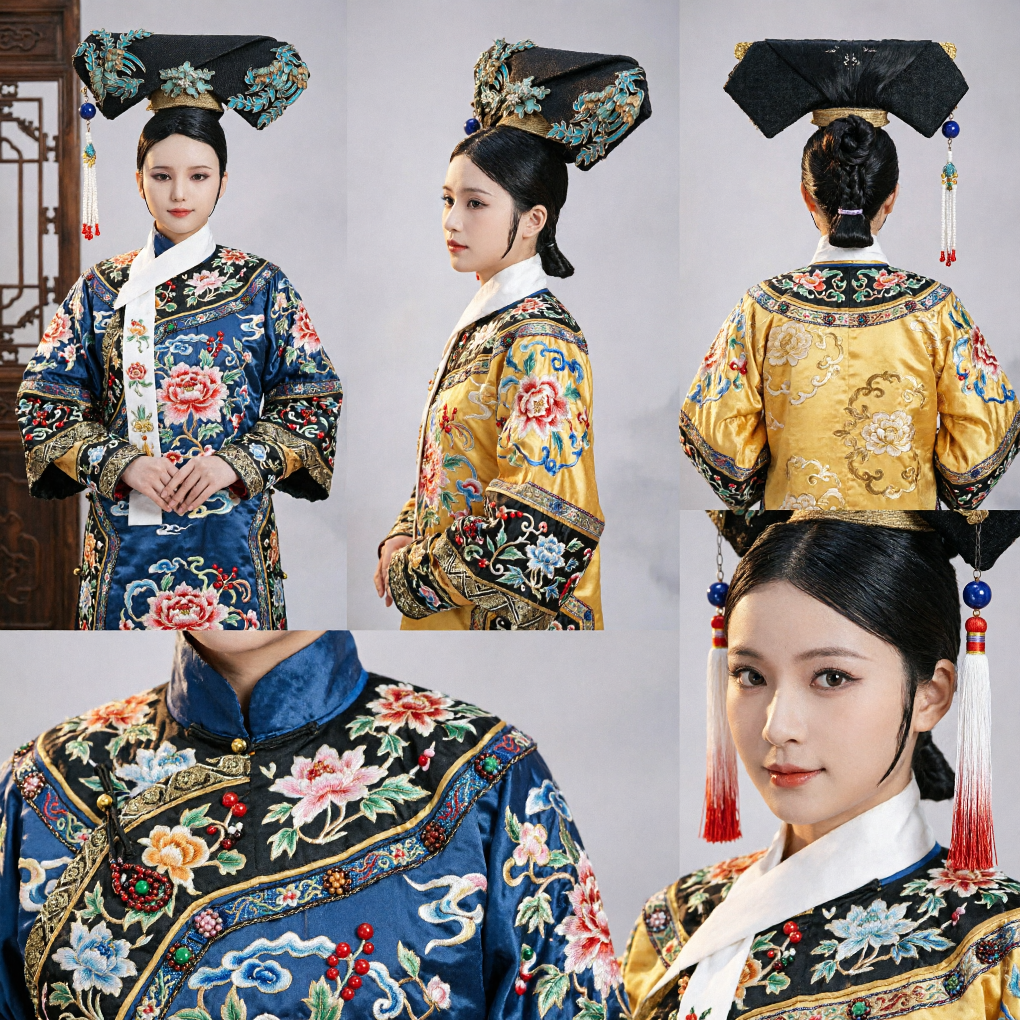 Coiffe traditionnelle chinoise mandchoue du palais de la dynastie Qing, accessoire capillaire de cosplay de l'impératrice ancienne pour femmes Hanfu - Asian Costume