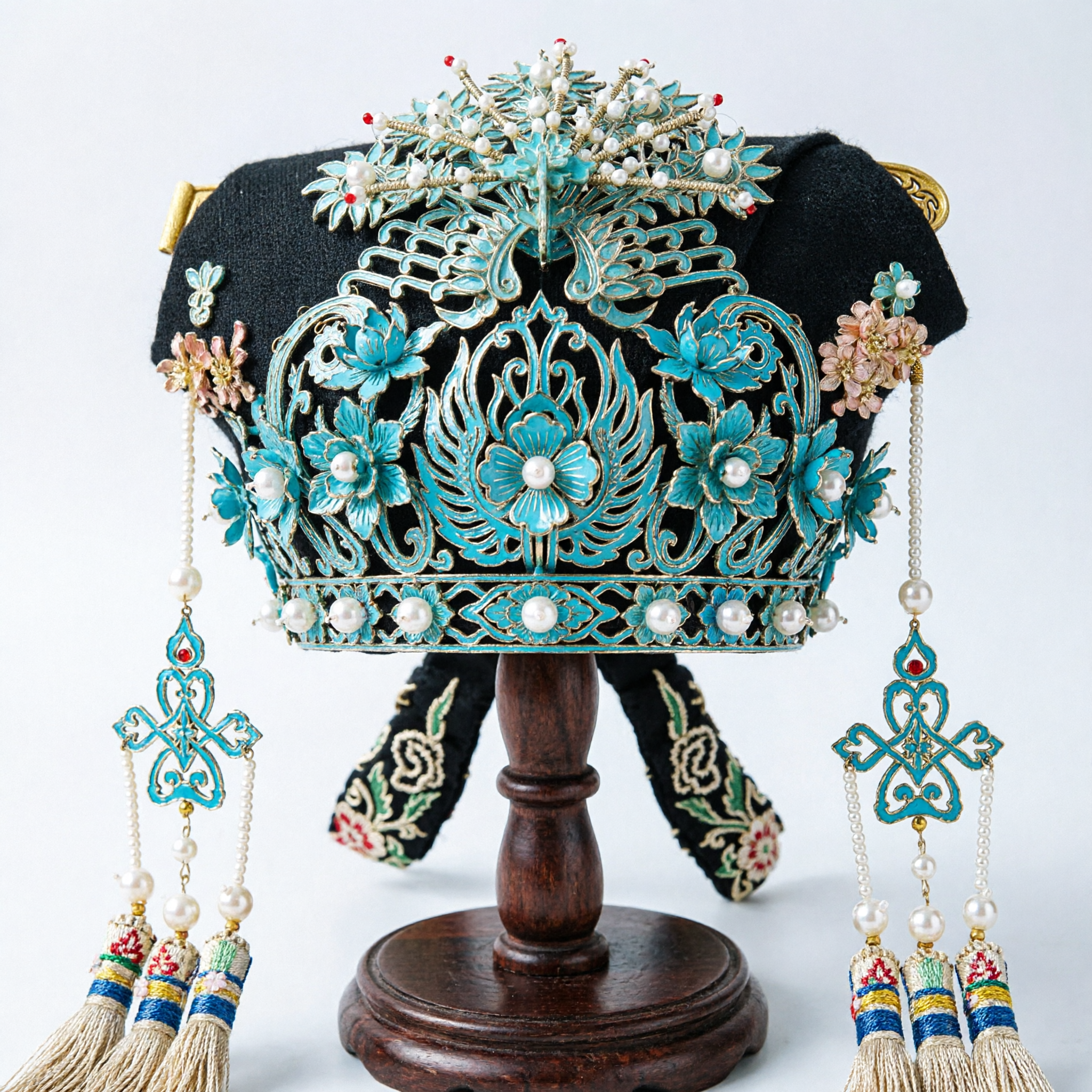 Hairpin de Fênix Tradicional Chinesa, Tiara com Esmalte Azul Guarda-rios para Acessório de Noiva de Casamento Hanfu - Asian Costume