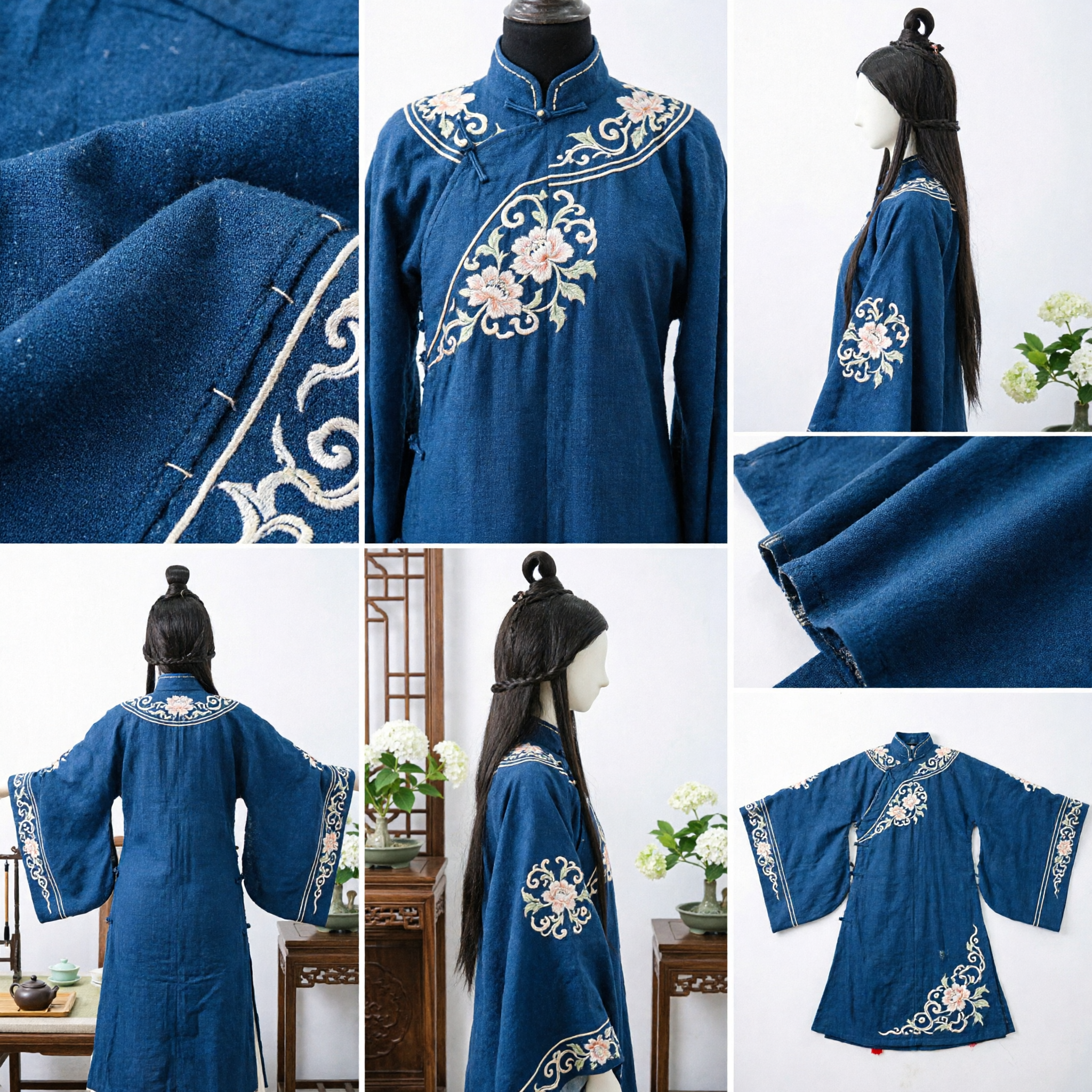 Peruca para Homens Chinês Antigo Acessório de Cabelo Preto Estilo Top Knot Trançado para Traje de Cosplay Hanfu - Asian Costume