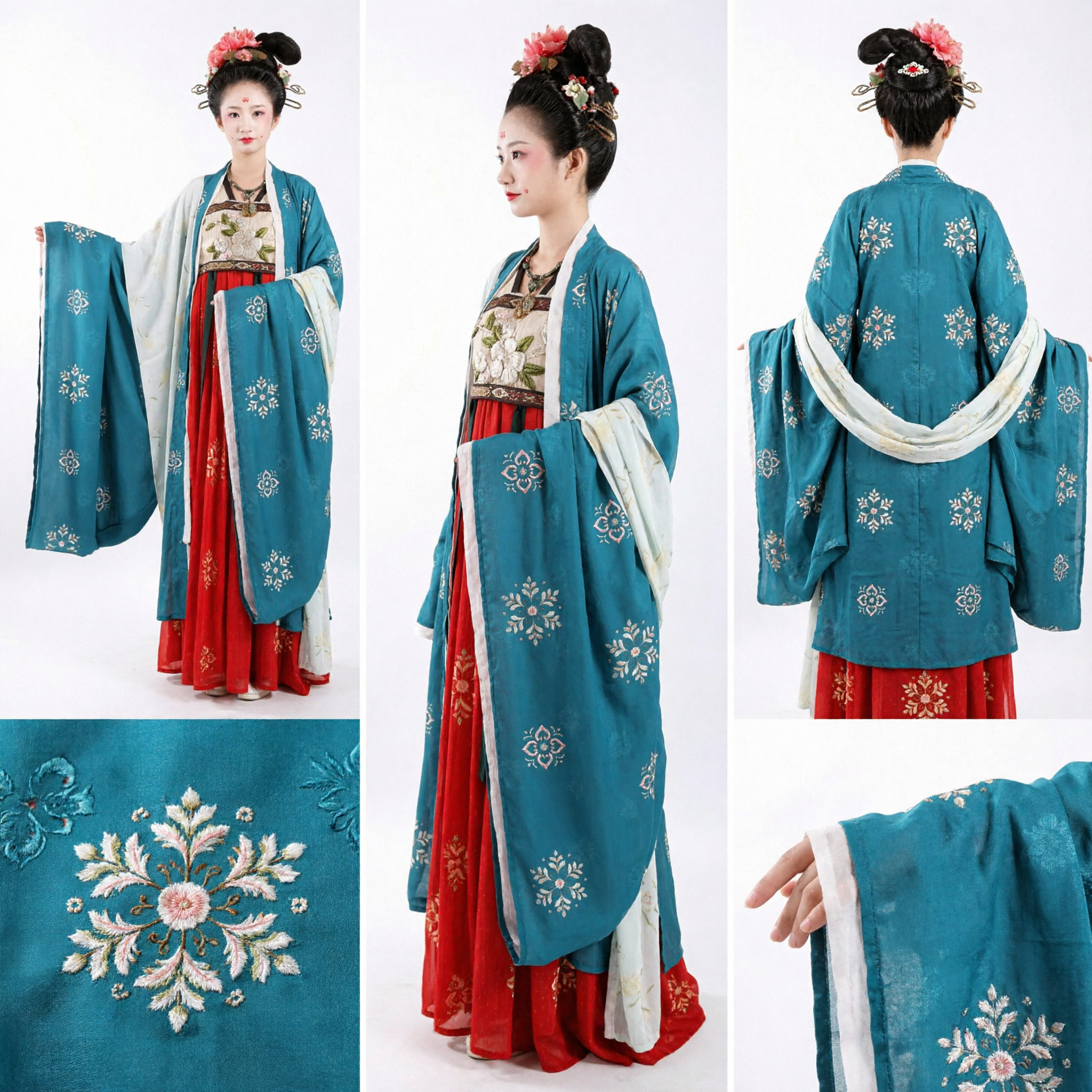 Traditionele Chinese Hanfu Tang-dynastie Kostuum Vrouwen Oud Geborduurde Gewaad Rokset voor Cosplay Optreden - Asian Costume