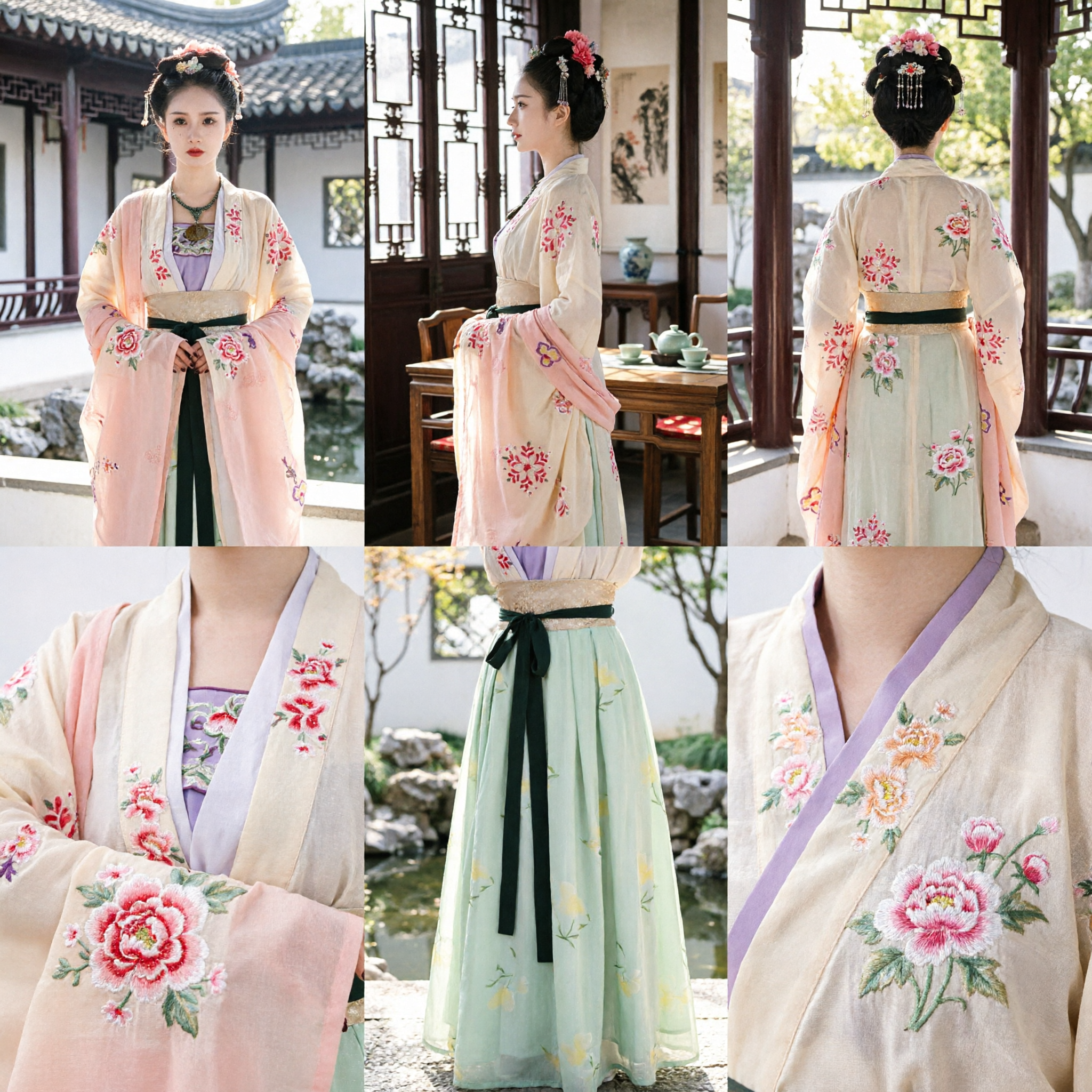 Traje Hanfu Chinês Tradicional Elegante Vestido de Fada Antigo Conjunto de Saia Verde com Bordado Floral para Mulheres - Asian Costume