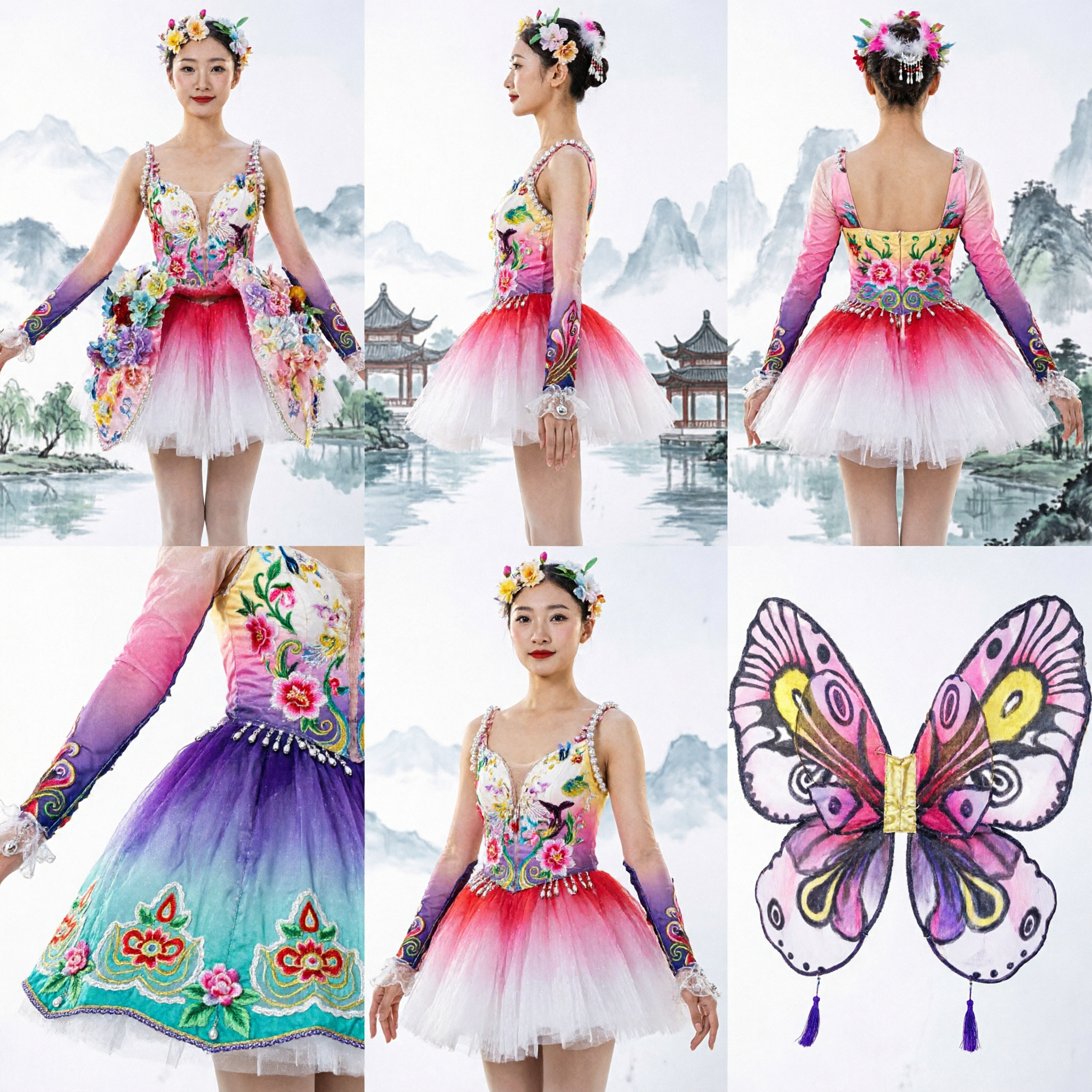Traje de Danza de Hada Mariposa Púrpura para Mujer con Grandes Alas para Actuación Escénica y Ballet - Asian Costume