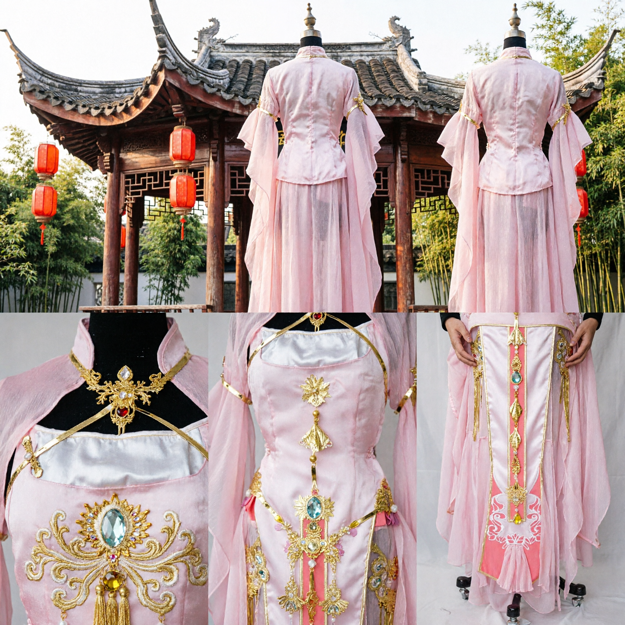 Elegante Vestido Tradicional Chinês Hanfu Rosa Traje Antigo de Princesa Fada para Performance e Cosplay Feminino - Asian Costume