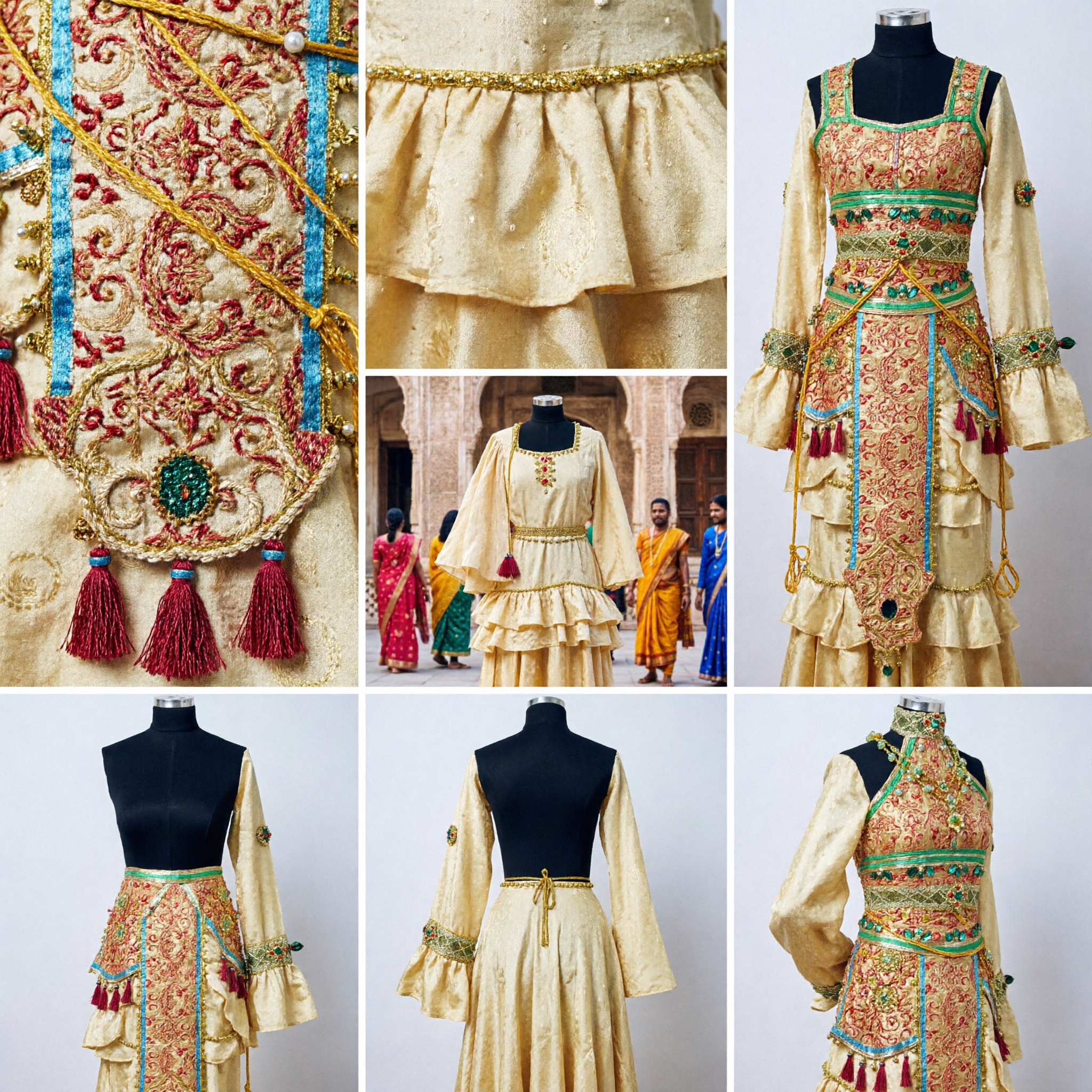 Costume traditionnel chinois jaune pour danse folklorique féminine - Robe de spectacle ethnique avec châle - Asian Costume