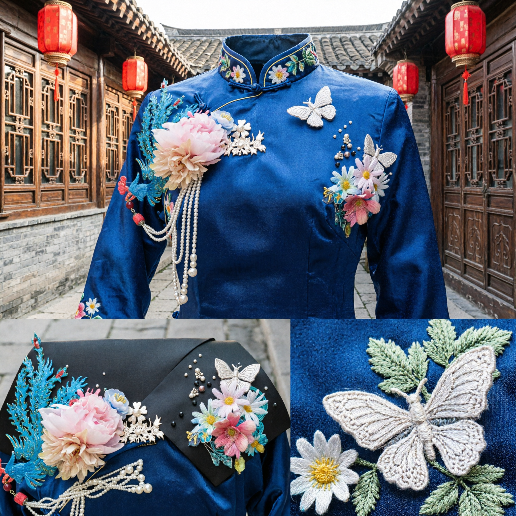 전통 중국 한푸 머리 액세서리 봉황 모란 나비 머리장식 웨딩 브라이덜 의상용 - Asian Costume