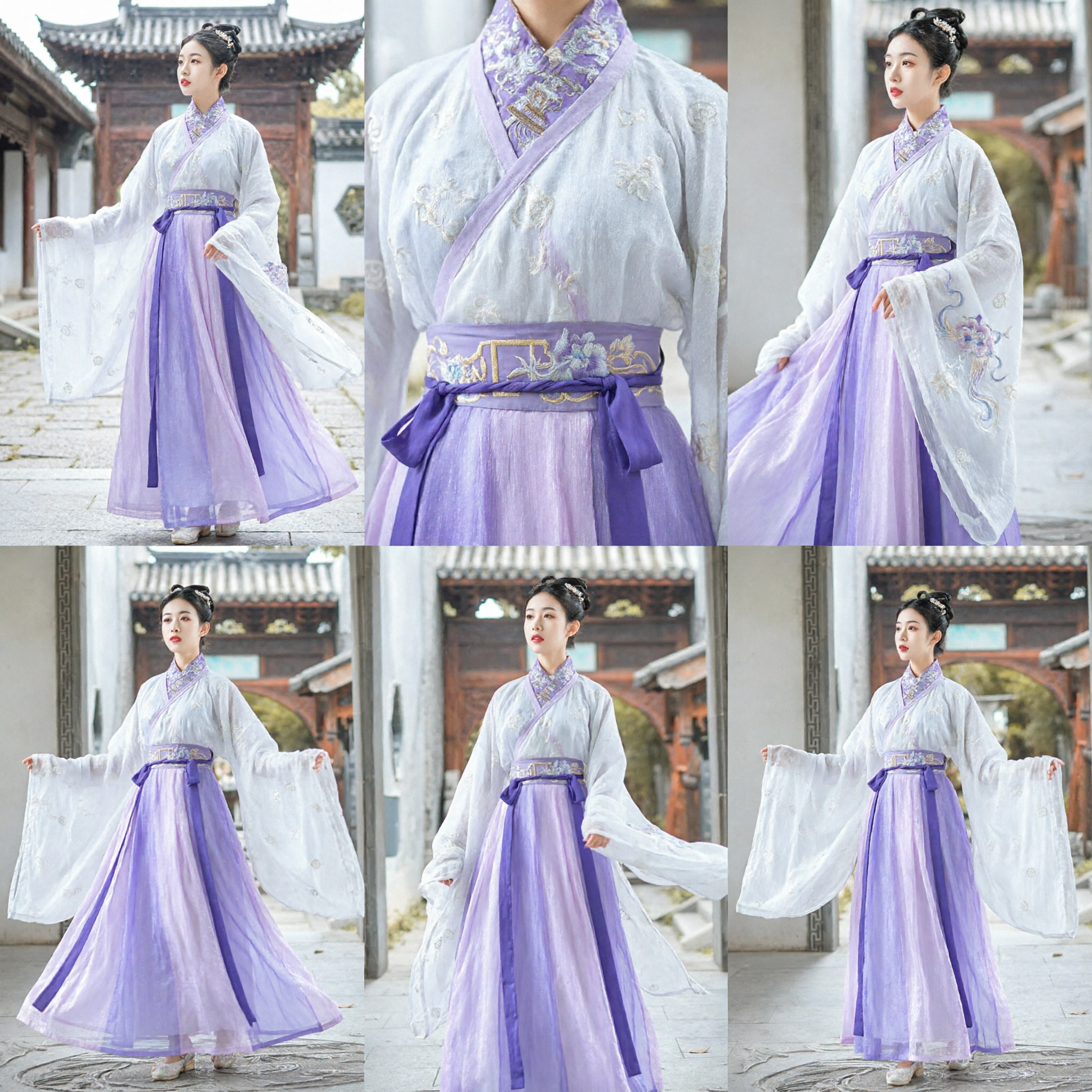 Vestido Hanfu Tradicional Chinês Elegante, Traje de Princesa Antiga Roxo e Branco para Mulheres, Cosplay e Dança - Asian Costume