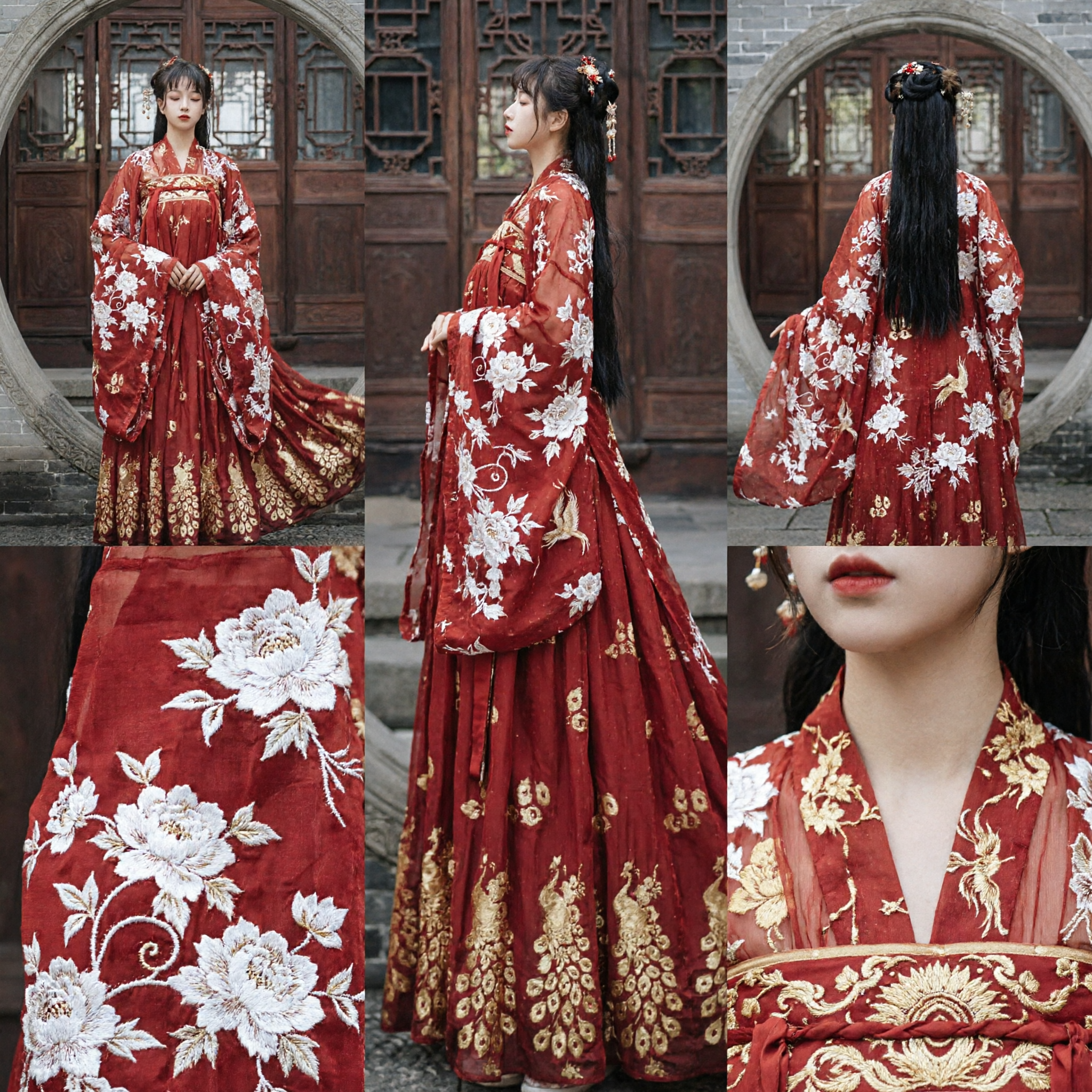 Elegante Rode Traditionele Chinese Hanfu-jurk Vrouwen Oude Tang-dynastie Stijl Kostuum voor Fotografie en Optreden - Asian Costume