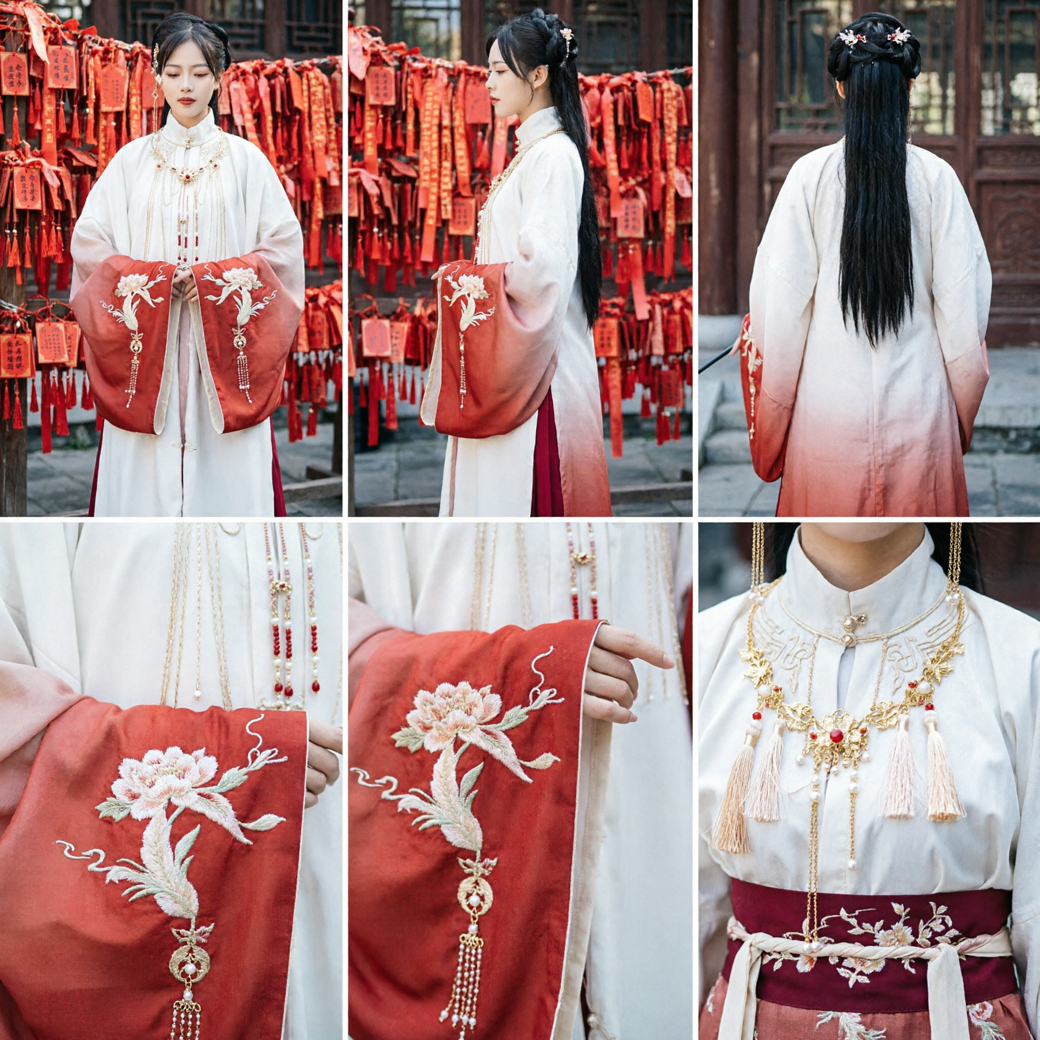 Elegant Ming-dynastie Hanfu Set voor Vrouwen Wit Geborduurd Topje en Rode Rok Traditioneel Chinees Antiek Kostuum - Asian Costume