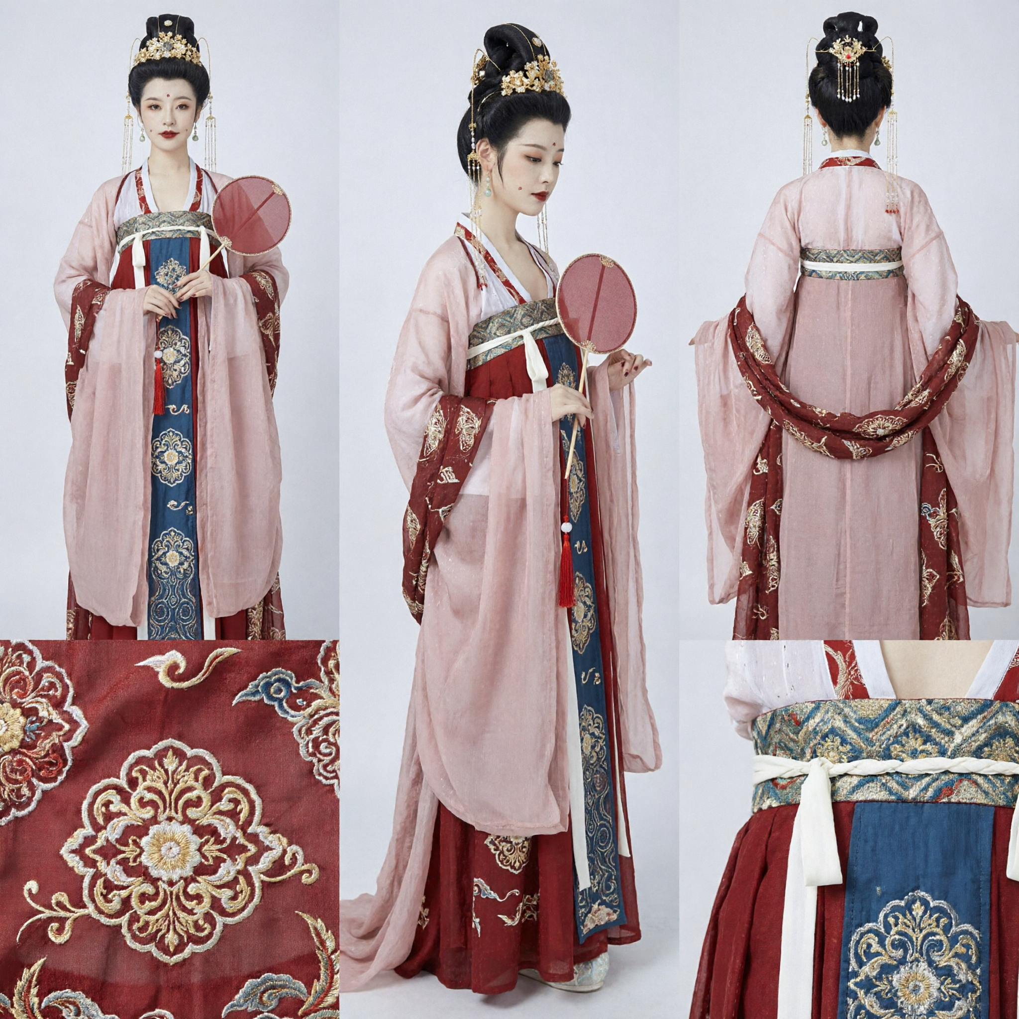 Costume Hanfu de Princesse de la Dynastie Tang Chinoise Ancienne Robe de Fée Traditionnelle Rose et Rouge pour Femmes - Asian Costume