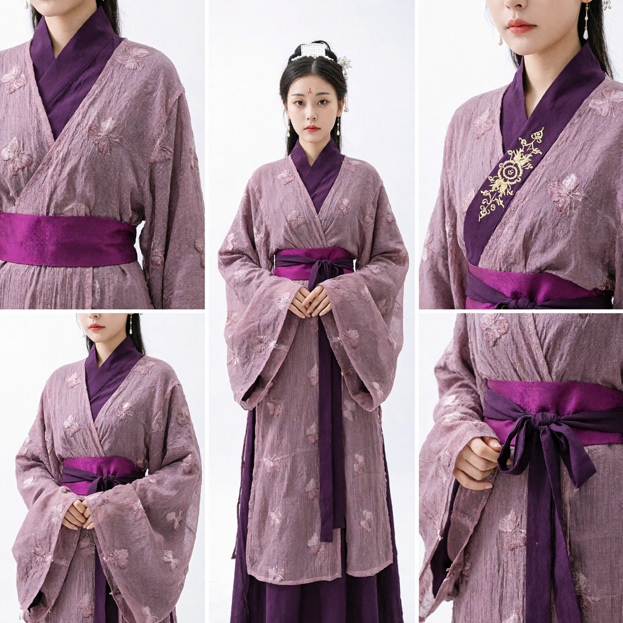 Elegante abito tradizionale cinese Hanfu viola, costume da dama di palazzo antica per donne - Asian Costume