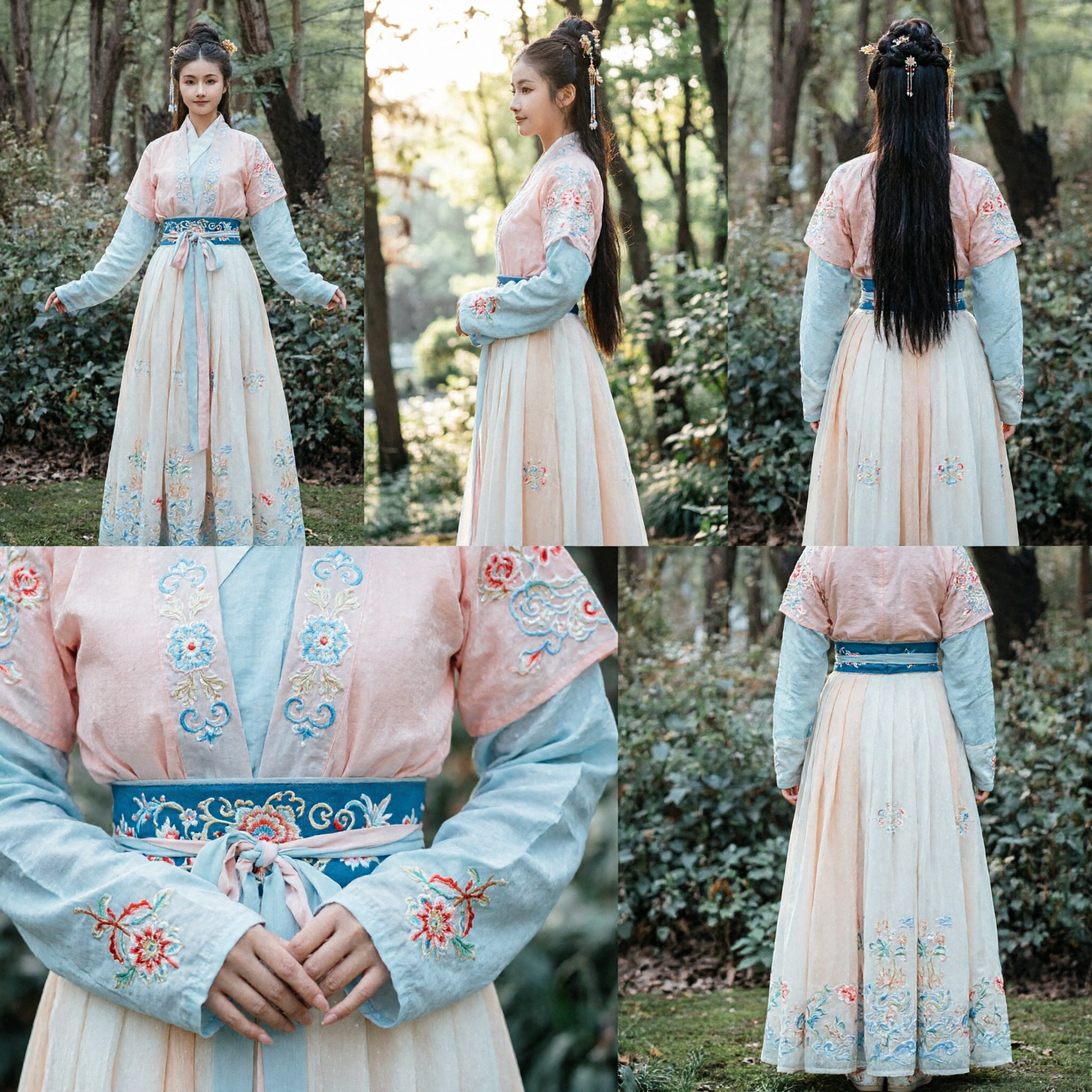 Hanfu Chinois Élégant, Costume Ancien Traditionnel, Robe de Fée Brodée Rose et Bleue pour Cosplay Femmes - Asian Costume