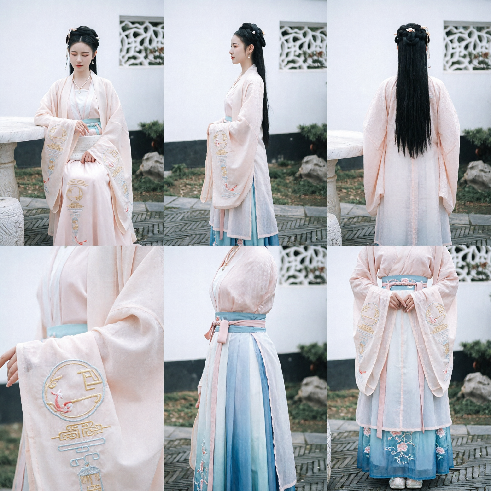 Abito Hanfu Cinese Tradizionale Elegante Rosa, Set Costume Antico con Gonna Ricamata per Fotografia e Cosplay Donne - Asian Costume
