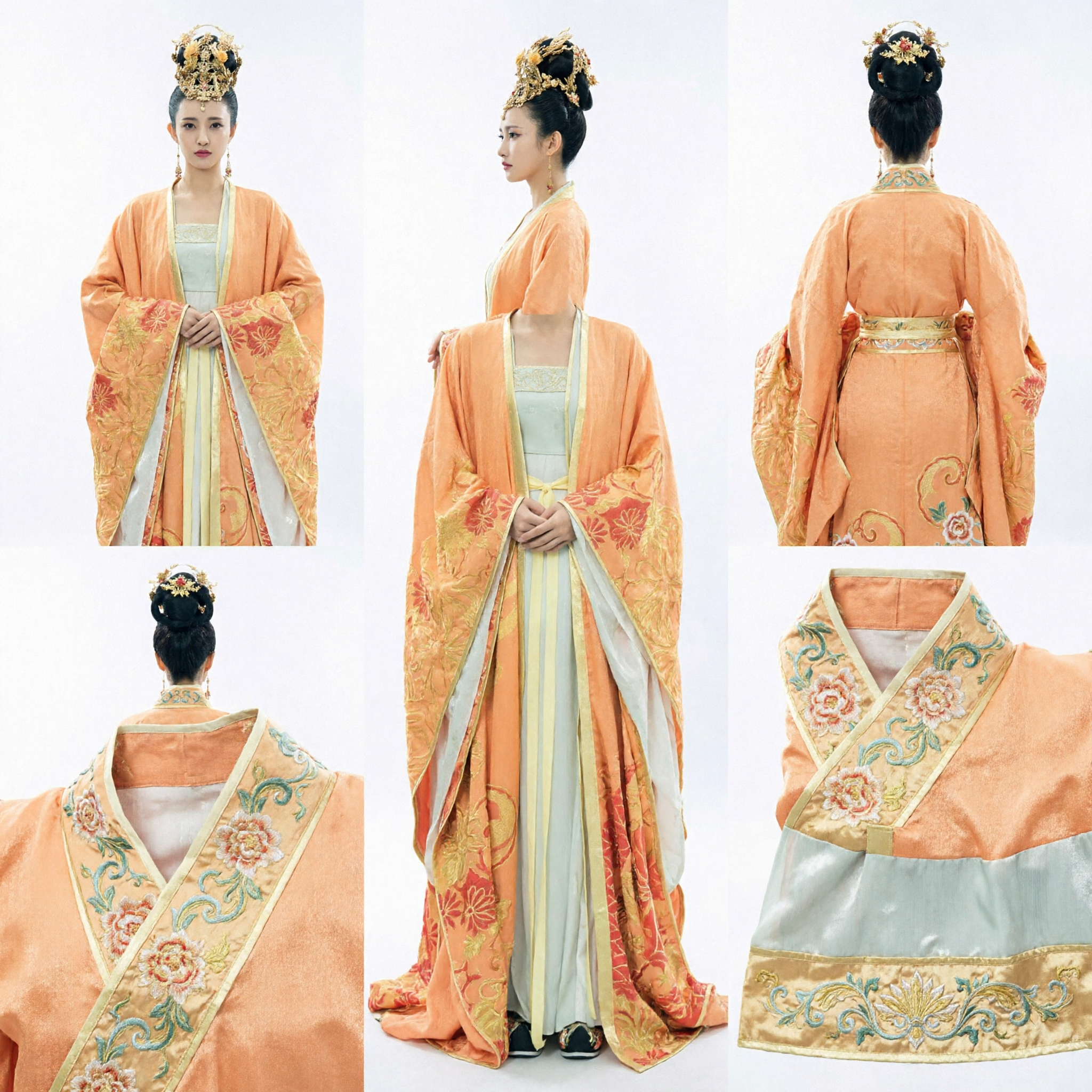 Costume d'impératrice de la dynastie Tang chinoise ancienne Hanfu orange Robe traditionnelle pour femmes pour cosplay historique - Asian Costume