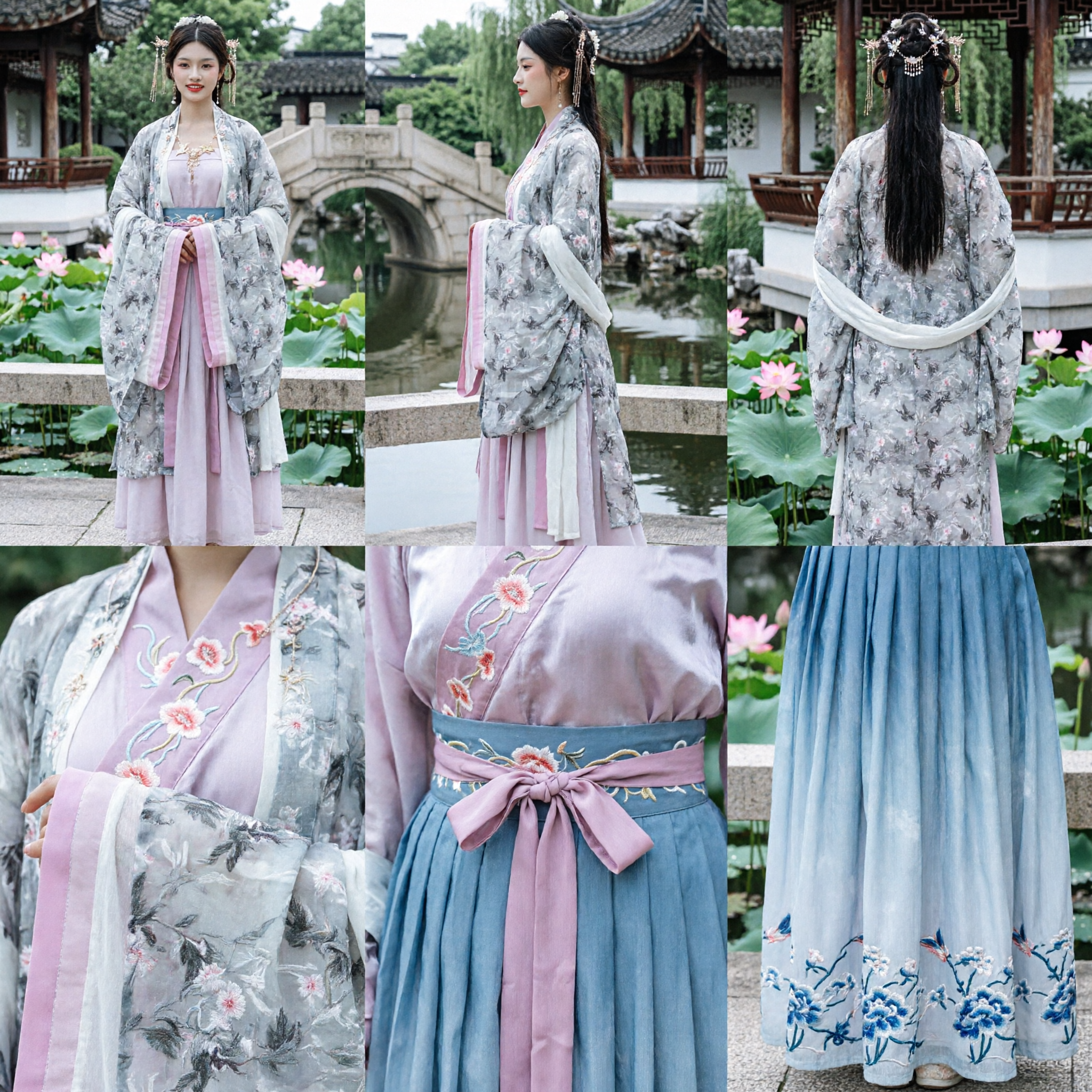 Set Hanfu Tradizionale Cinese Prezioso per Donne Veste con Stampa Floreale e Gonna Rosa per Cosplay e Matrimoni - Asian Costume