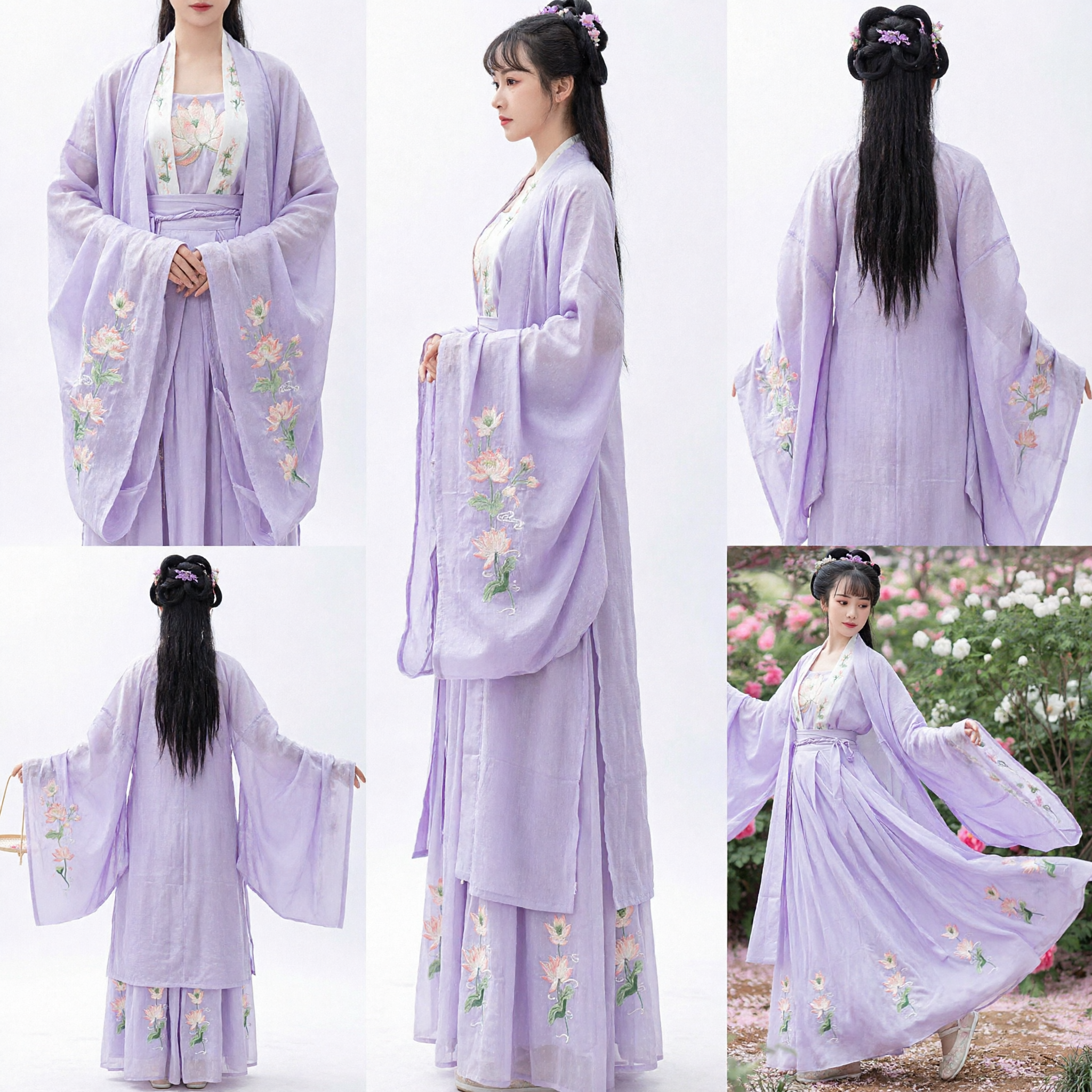 Hanfu Tradicional Chinês Roxo Elegante Traje Antigo com Bordado Floral para Mulheres Cosplay e Fotografia - Asian Costume
