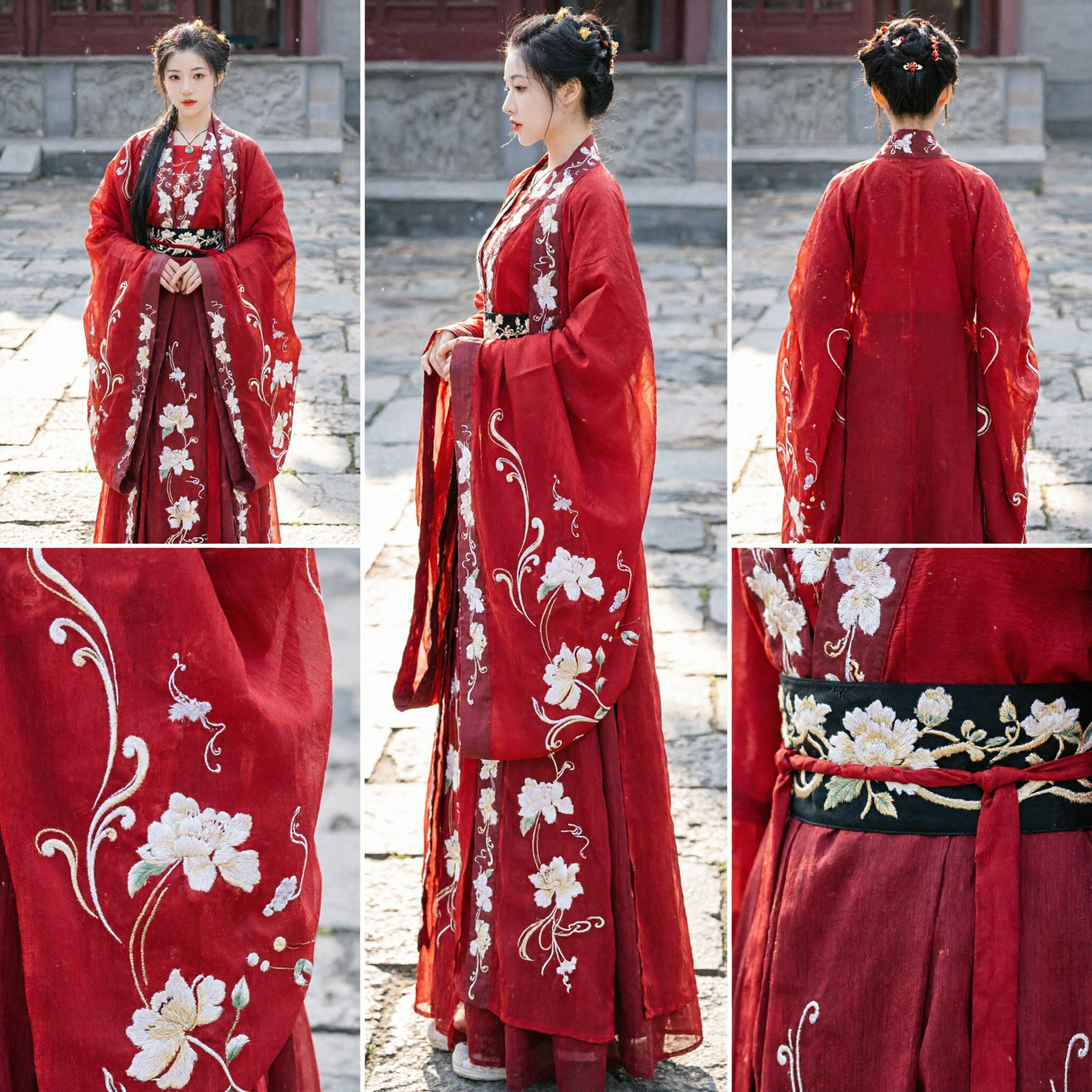 Traje Tradicional Chino Antiguo Hanfu Vestido Rojo Bordado para Mujeres, Ropa Histórica de Princesa y Dama Noble - Asian Costume