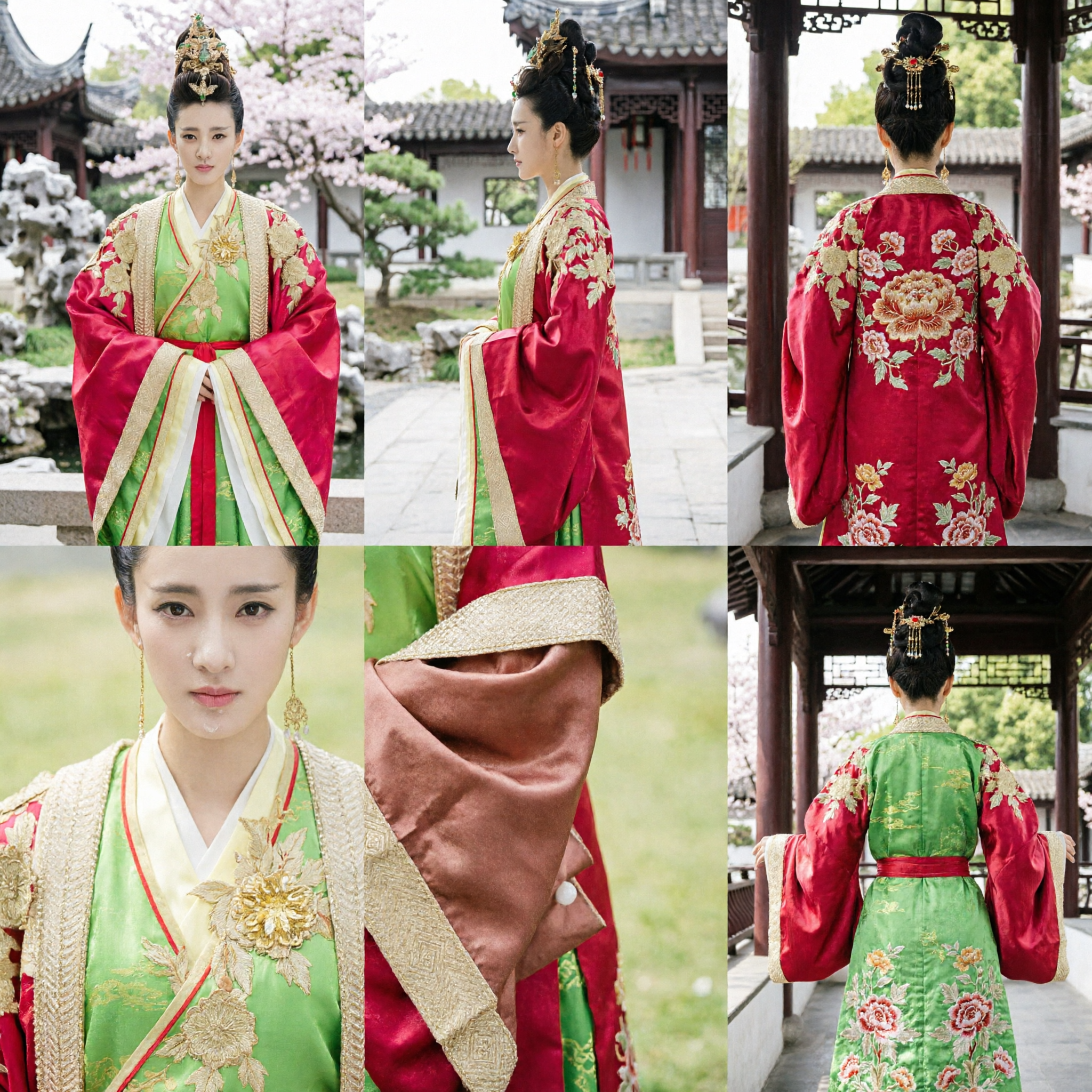 Traje Tradicional Chino Antiguo de Emperatriz, Conjunto Hanfu Bordado en Verde y Rosa para Mujeres y Cosplay - Asian Costume