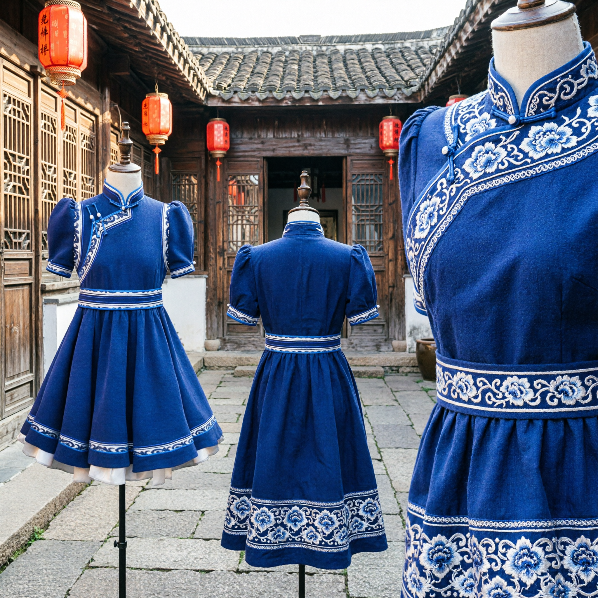 Costume de danse ethnique mongole chinoise bleu royal, robe traditionnelle pour performance scénique pour femmes - Asian Costume