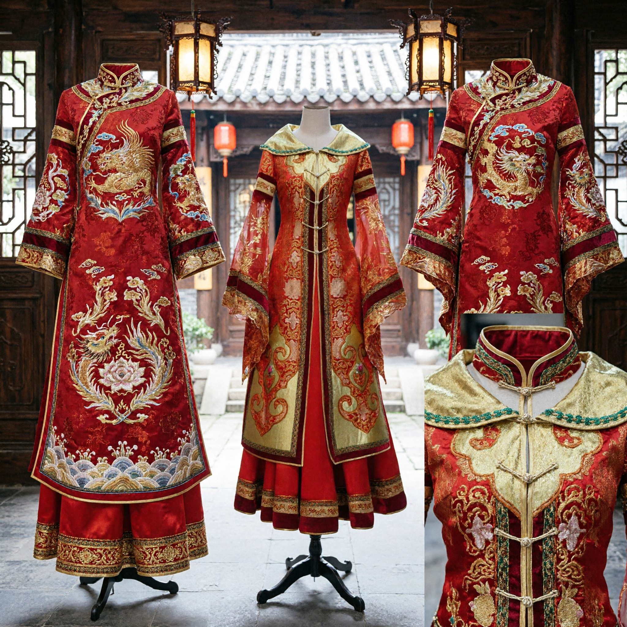 Traje Rojo Hanfu de Princesa Real China Antigua con Mangas Amplias y Bordado Dorado para Cosplay Histórico - Asian Costume