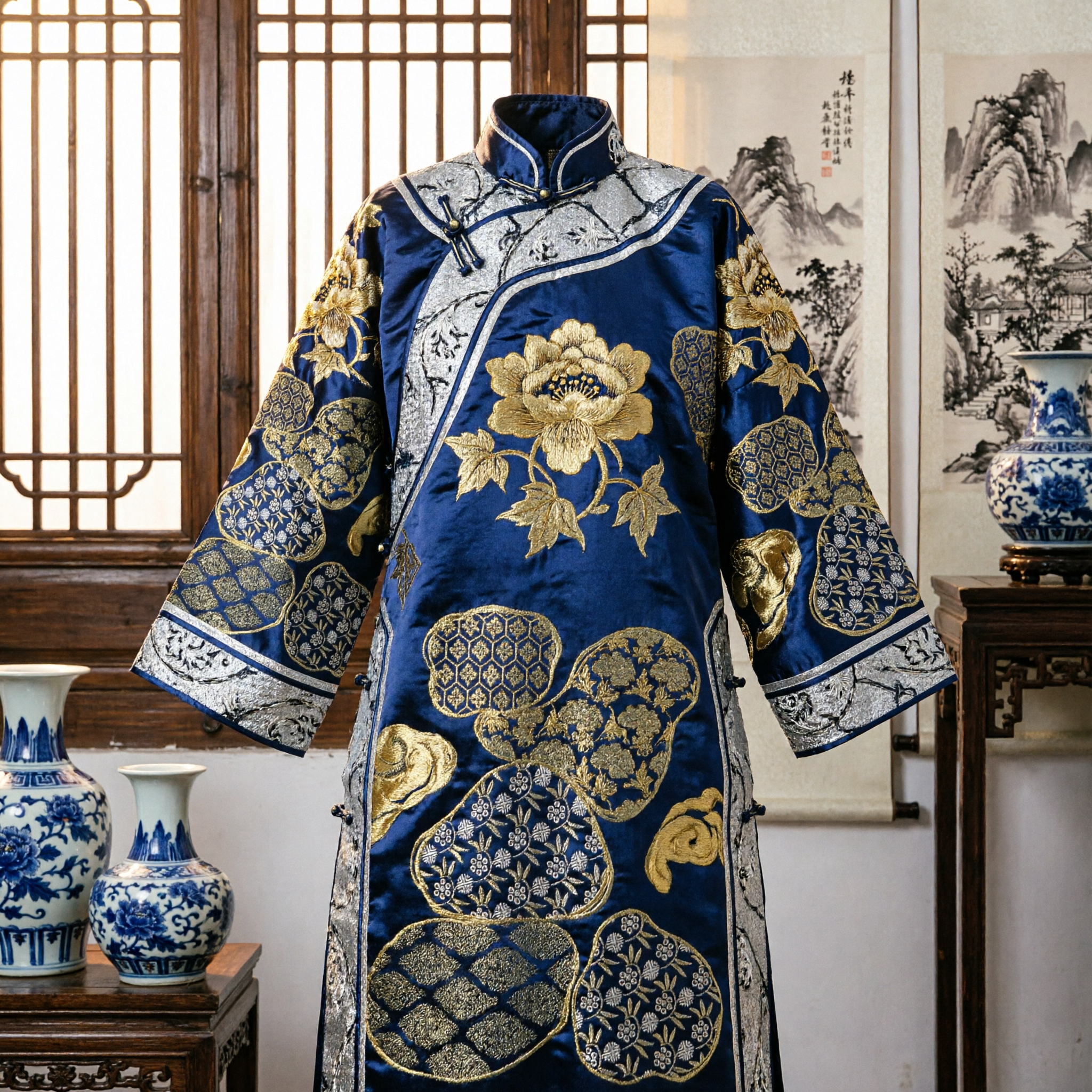 Traditional Chinese Hanfu Waist Belt Black Gold Brocade Sash for Ancient Costume Accessories - Asian Costume