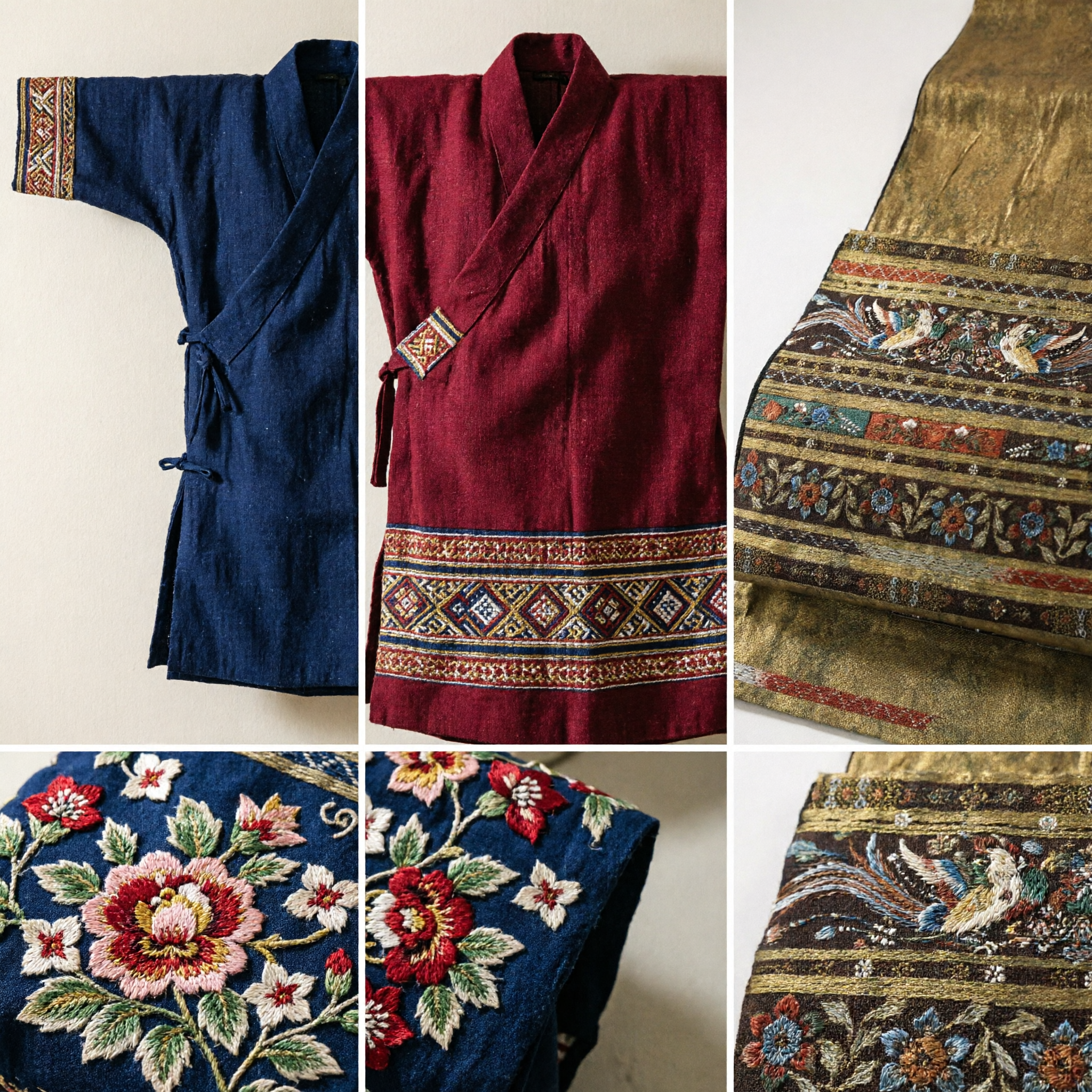 Traditioneel Chinees Zijden Brokaat Randafwerking met Gouden Feniks en Bloemenborduursel voor Hanfu Kostuum Accessoires - Asian Costume