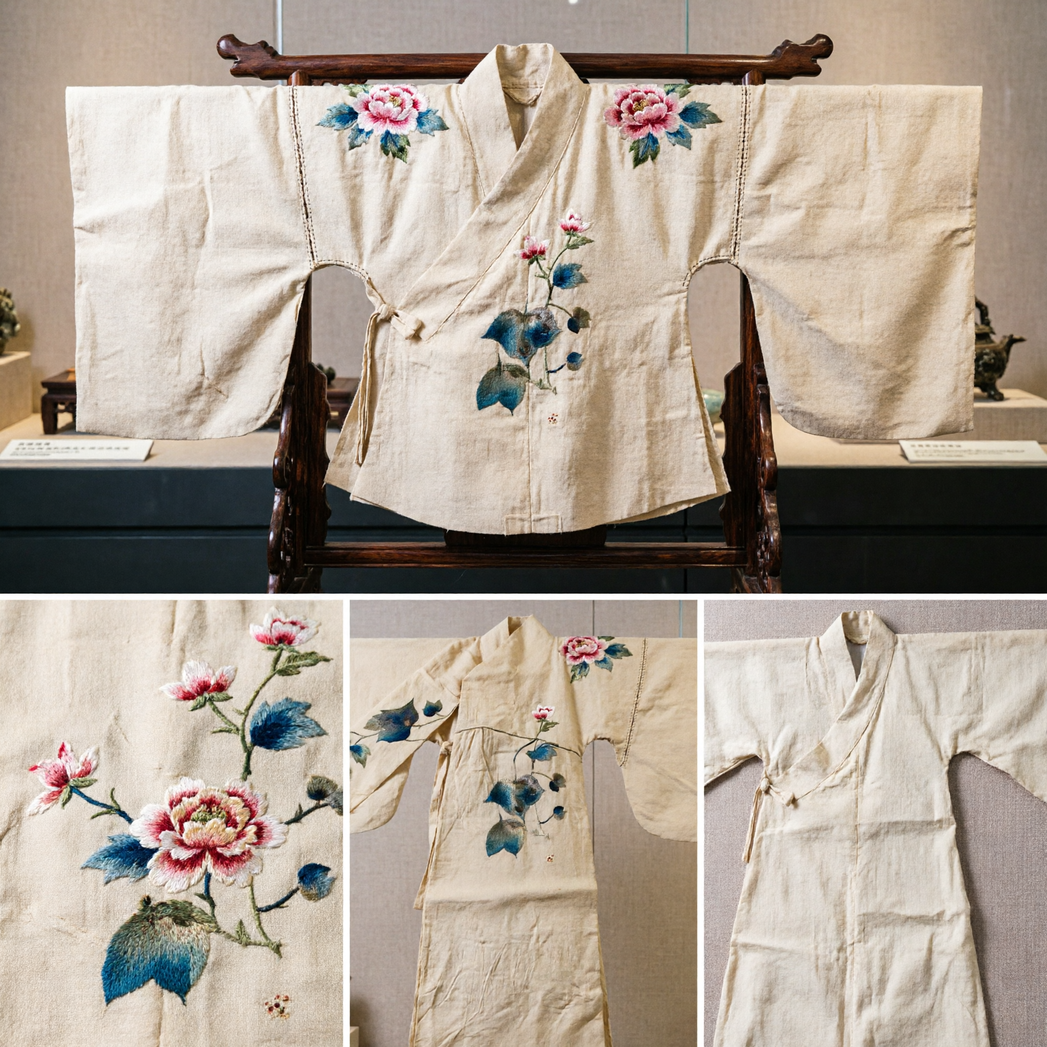 Traditioneller chinesischer Hanfu-Seidenstola mit handbemaltem Lotus-Tuschewäsche-Design für Damen, antikes Kostümaccessoire - Asian Costume