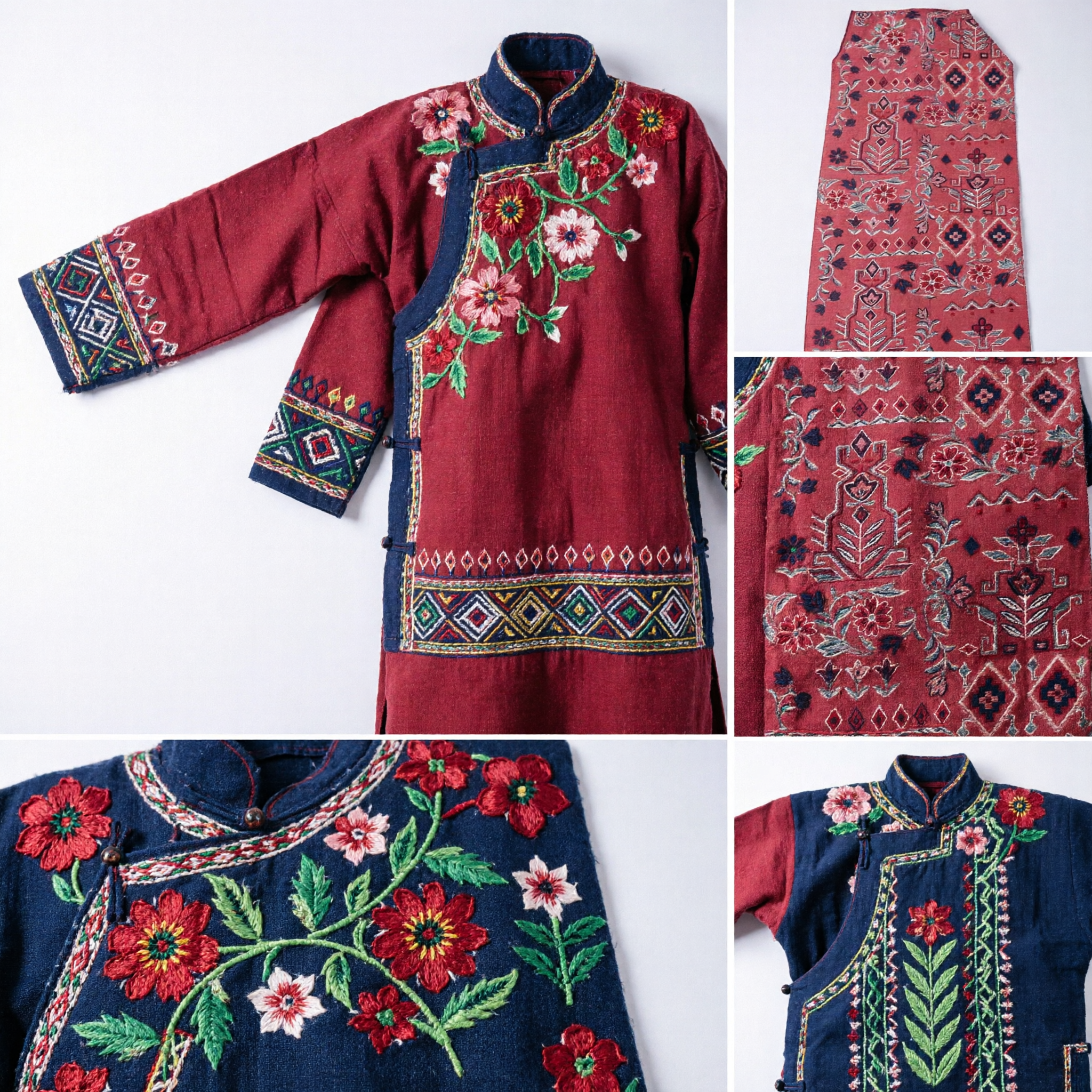 Cinto Faixa Tecida com Flores Vermelhas Tradicional Chinês para Acessórios de Traje Hanfu e Performance de Dança Folclórica - Asian Costume