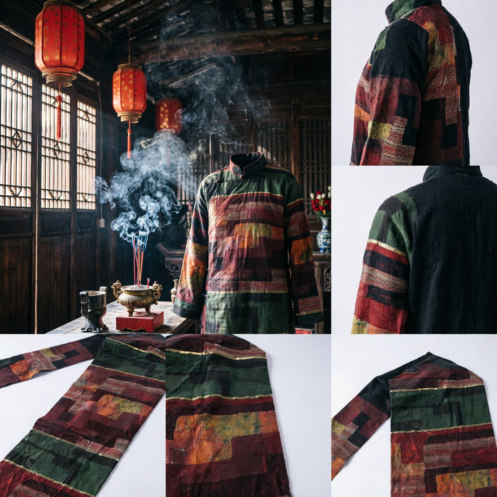 Estola o Faja China Tradicional de Seda en Parches para Túnica de Monje Budista, Traje Hanfu y Accesorios para Presentaciones - Asian Costume