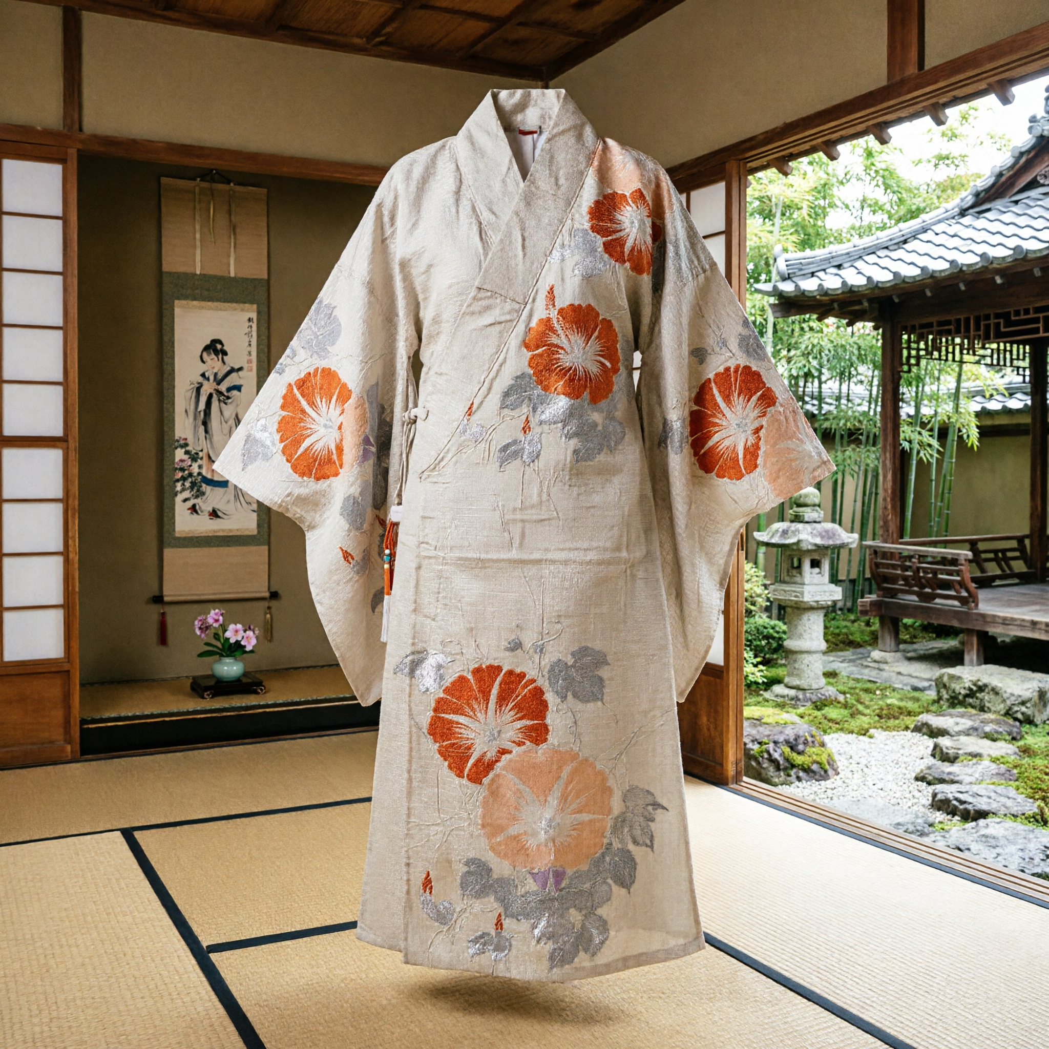 Традиционный китайский шелковый пояс с оранжевым парчовым цветочным узором, аксессуар Ханьфу для женщин - Asian Costume