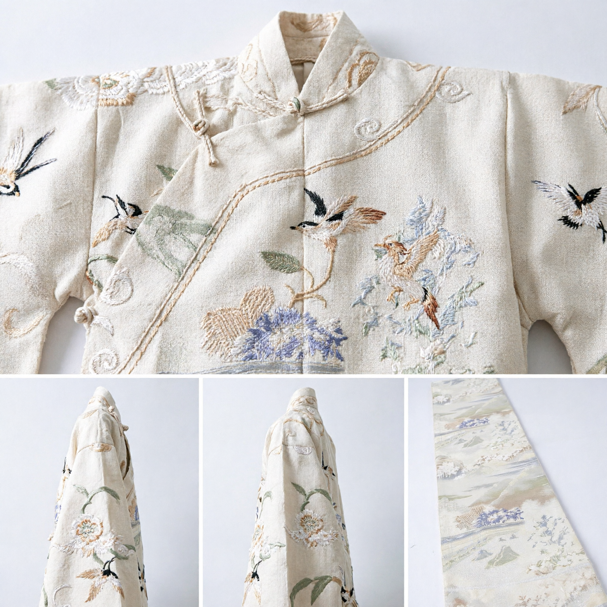 Klasyczna chińska tkanina brokatowa z jedwabiu z motywem krajobrazu do tradycyjnych strojów Hanfu jako materiał do samodzielnego wykonania - Asian Costume