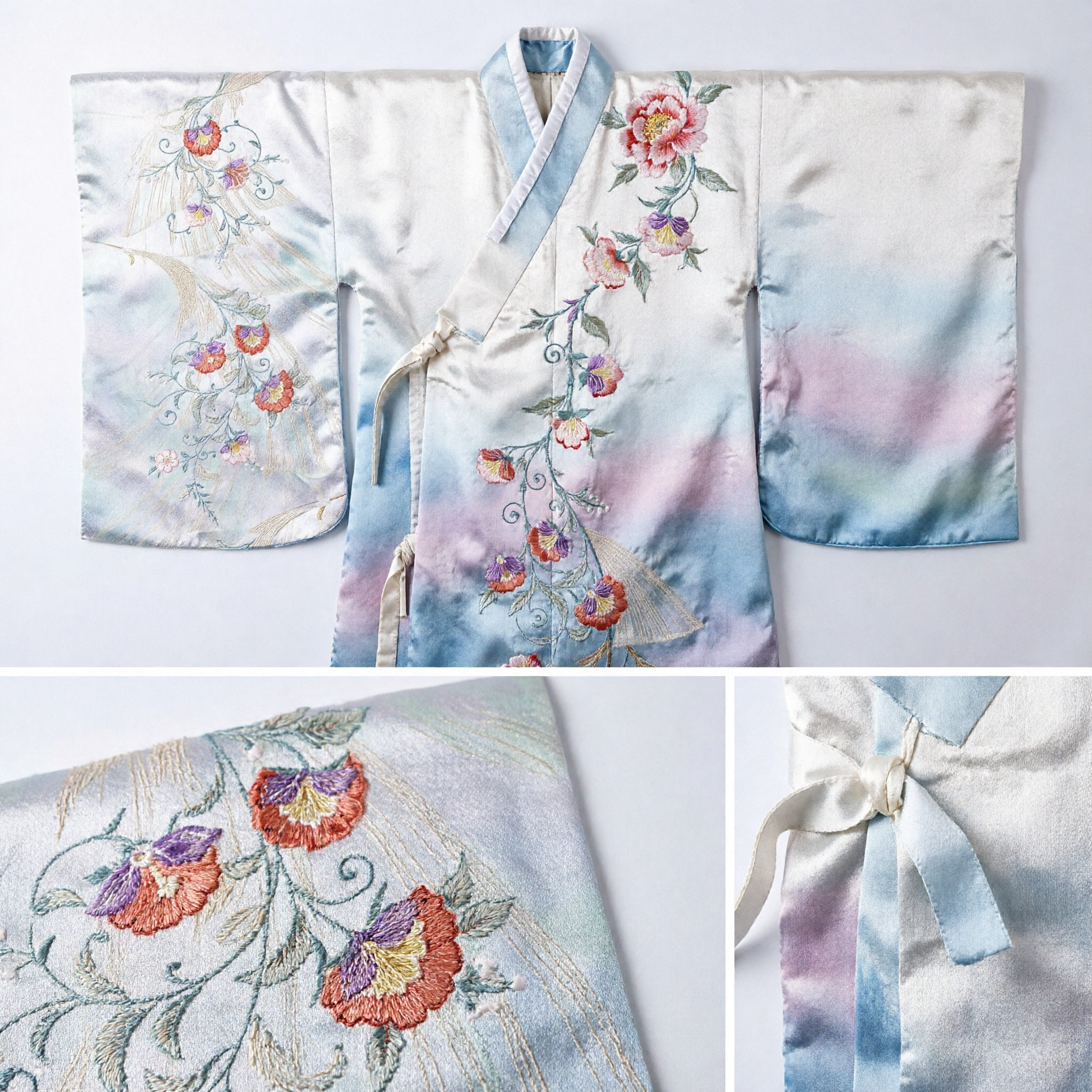 Traditioneller chinesischer weißer Pfauenbrokat-Seidenstoff als Material für Hanfu- und Qipao-Kleider zum Selbernähen - Asian Costume