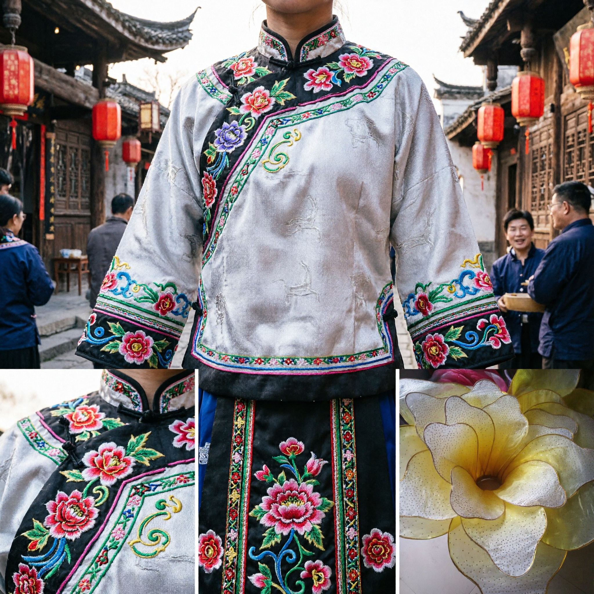 중국 전통 민속 무용 공연용 대형 노란 연꽃 손잡이 소품, 무대 의상 액세서리 - Asian Costume