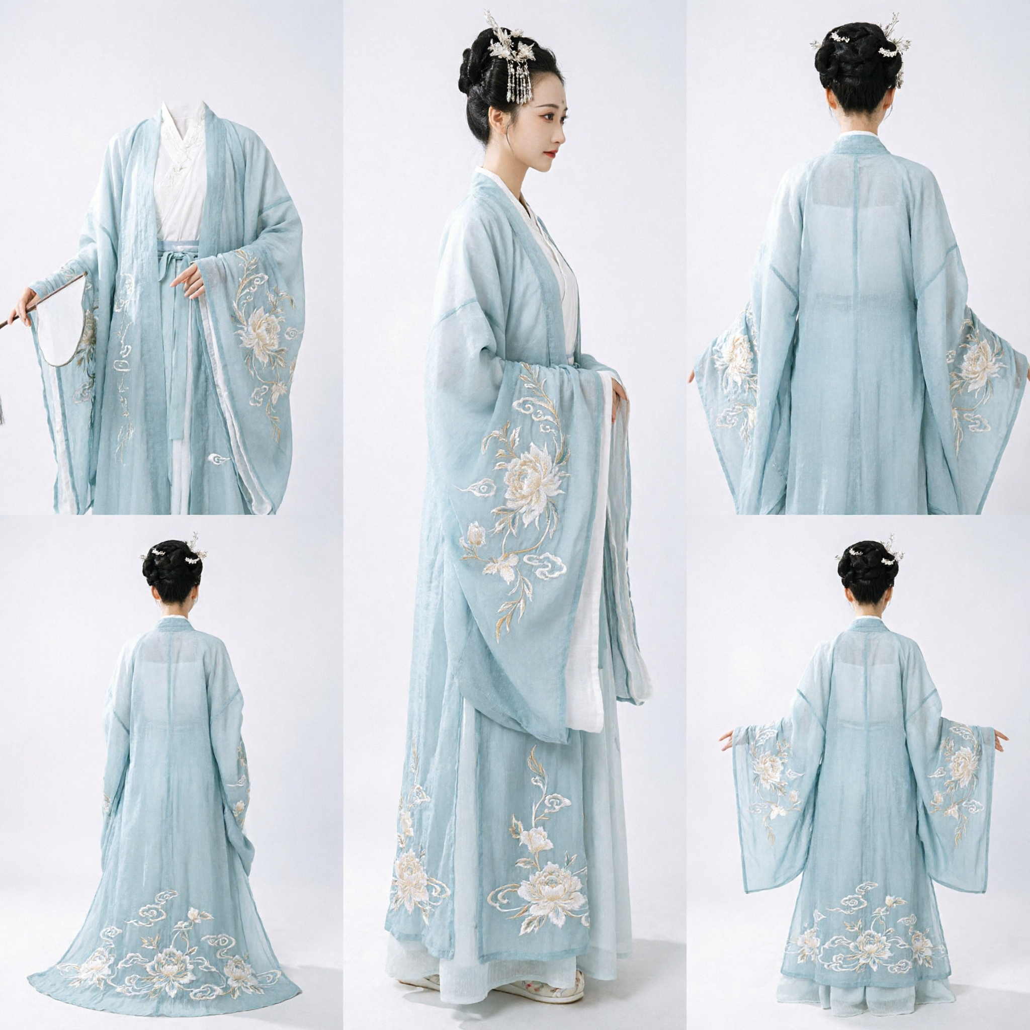 Elegant Light Blue Chinese Hanfu Traditional Ancient Costume Fairy Dress for Women Photography Cosplay - Asian Costume