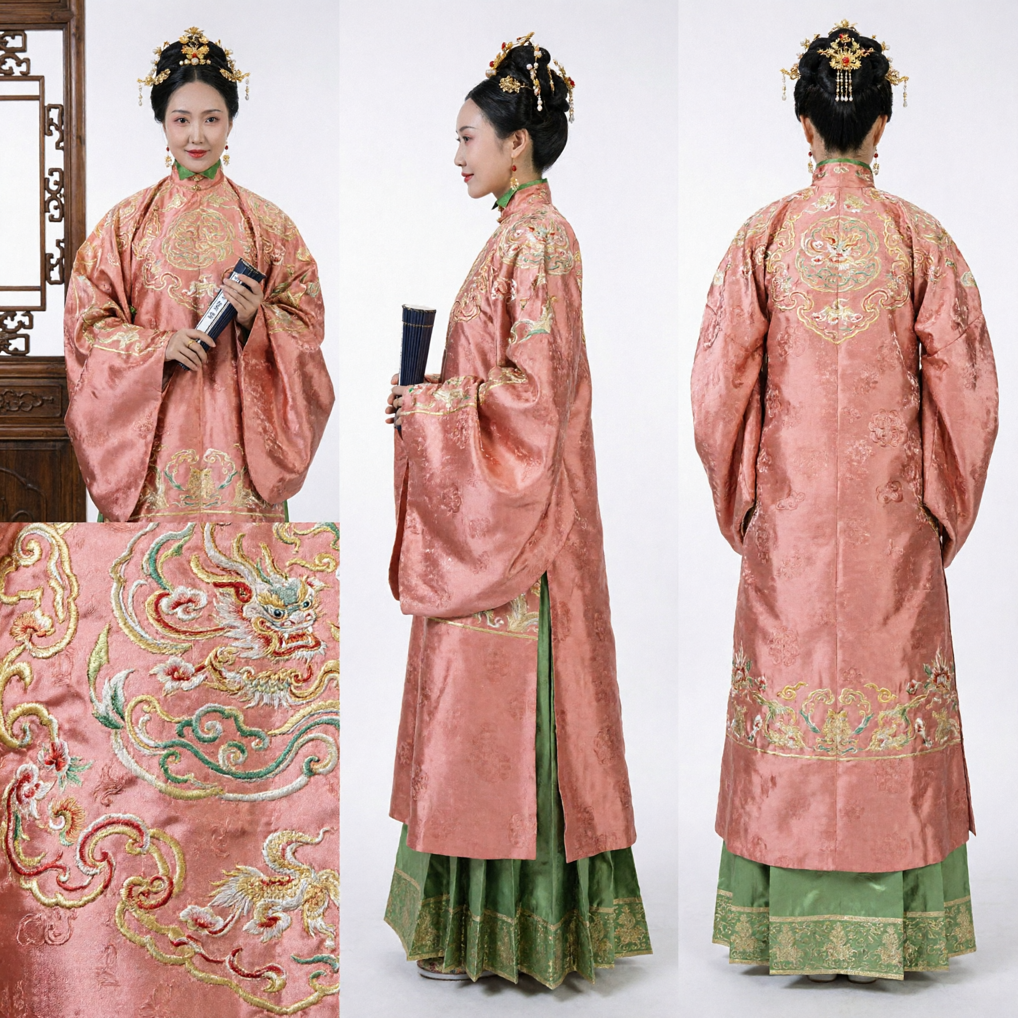Costume Tradizionale Cinese Antico da Principessa Top Rosa Ricamato Gonna Verde Hanfu per Donne Spettacolo Storico - Asian Costume