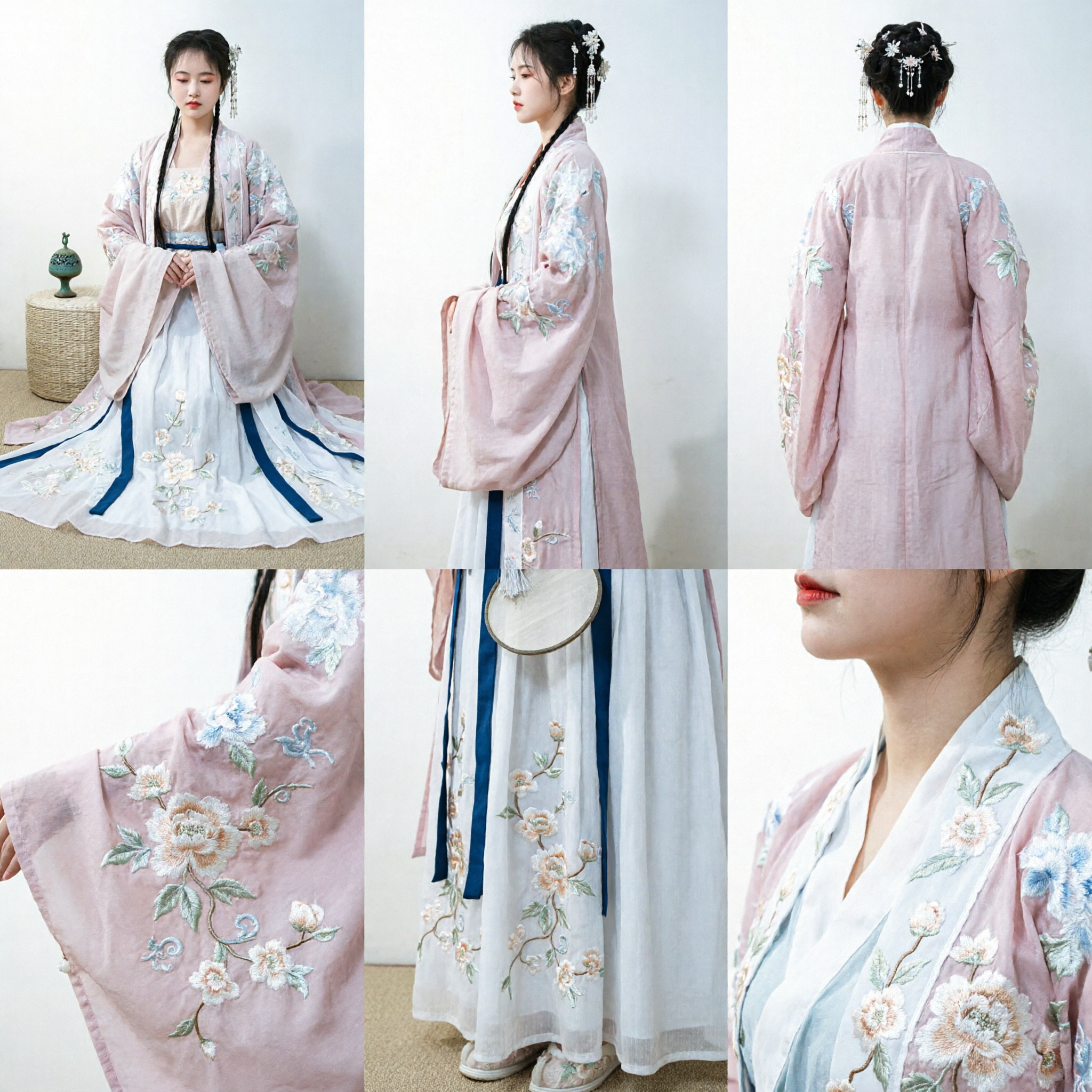 Traditionele Chinese Hanfu Oud Prinses Kostuum Geborduurde Roze en Witte Feejurk voor Vrouwen - Asian Costume