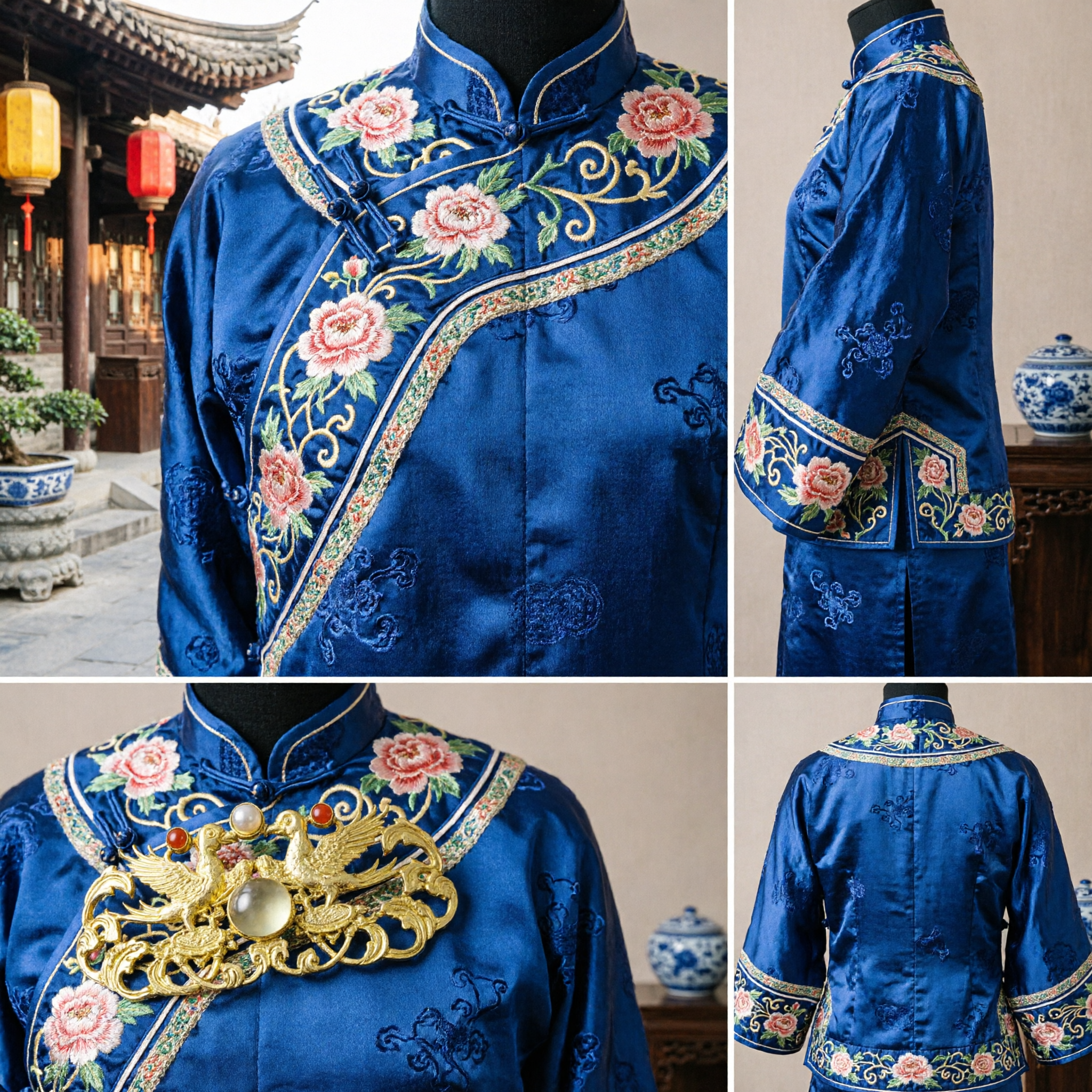 Tradycyjny chiński złoty spinek do włosów z feniksem i perłami do Hanfu na wesele Starożytne dodatki do włosów dla kobiet - Asian Costume