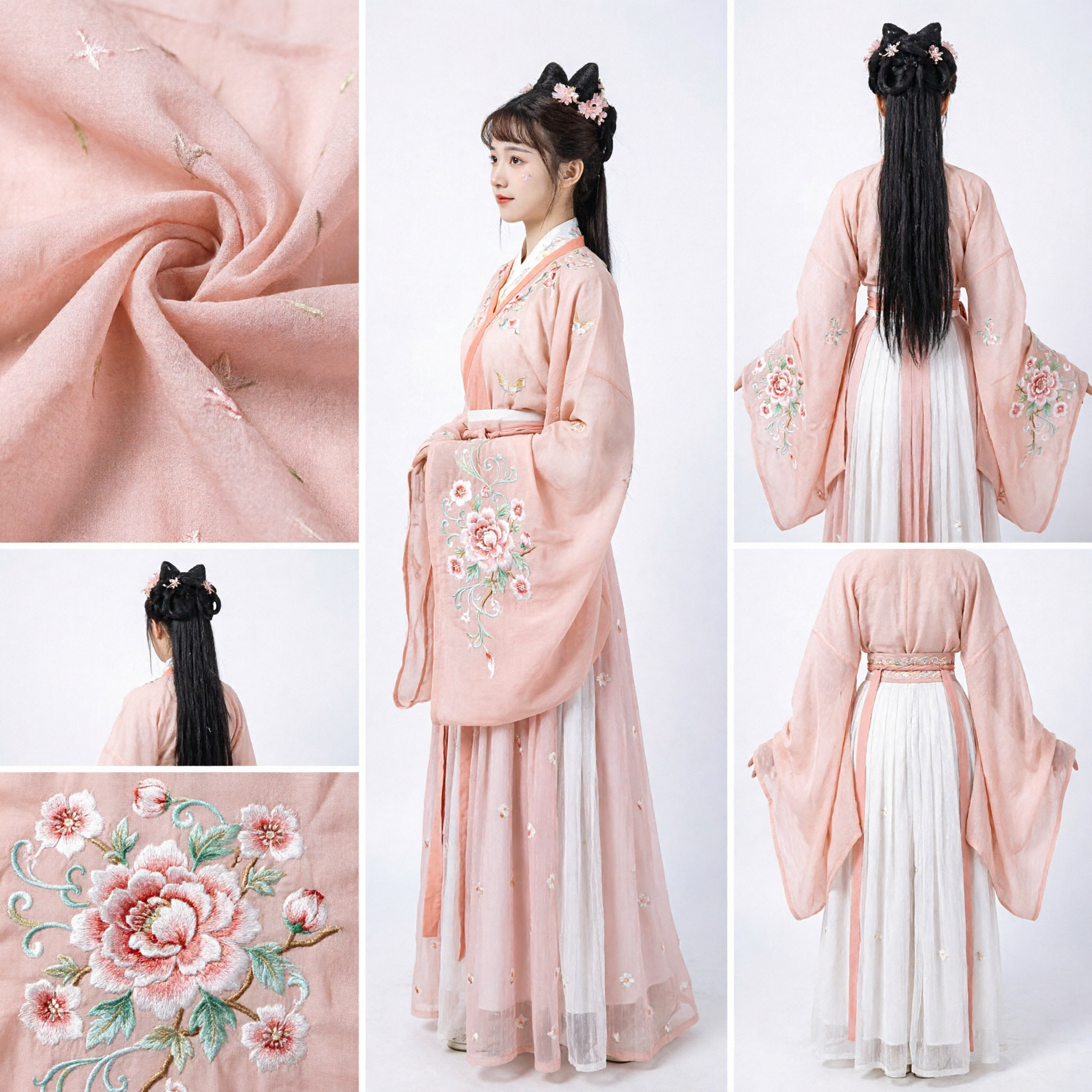 Élégante robe de fée brodée Ruqun de la dynastie Tang Hanfu chinoise traditionnelle rose pour femmes Cosplay - Asian Costume