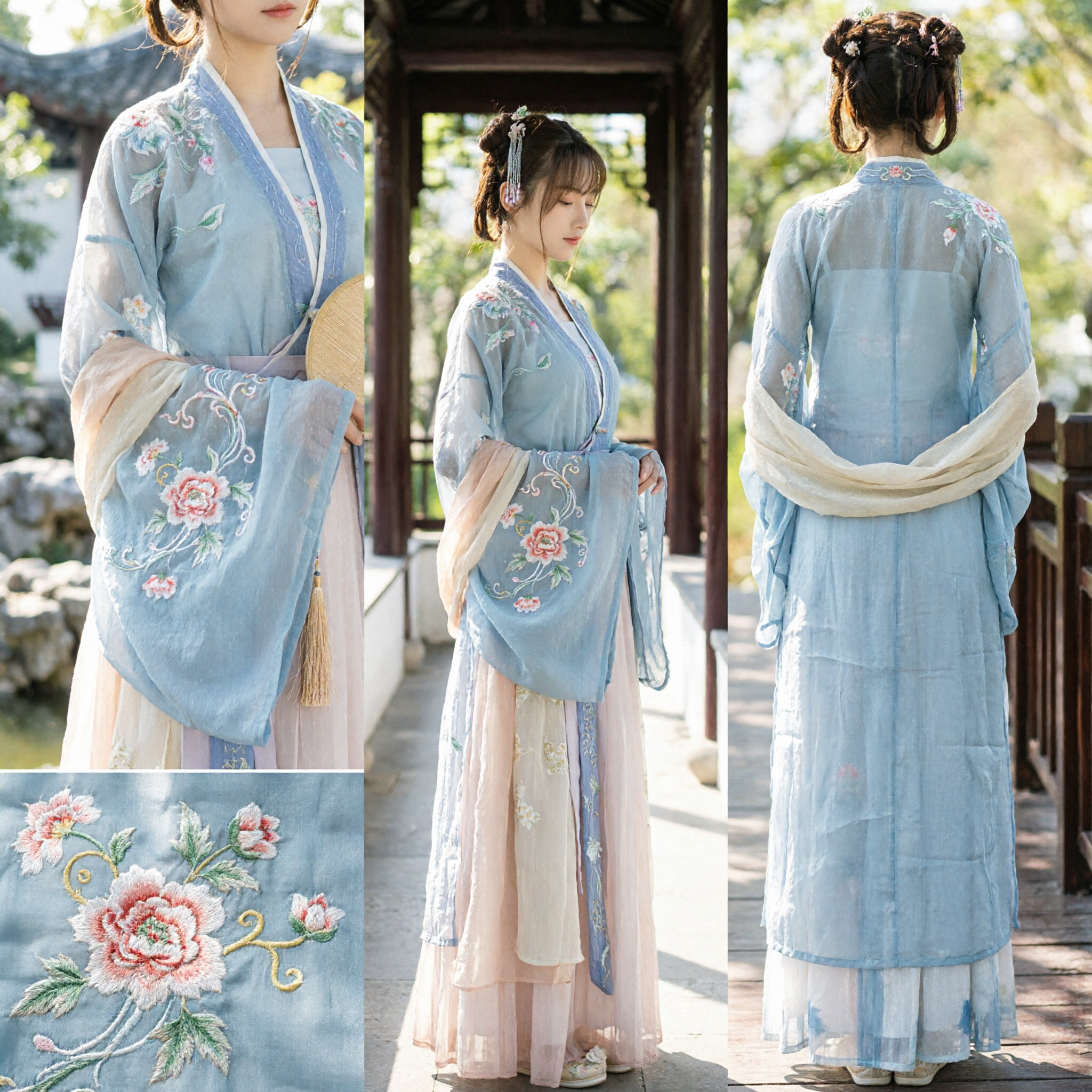 Elegante Hanfu Azul de la Dinastía Song Vestido Tradicional Chino de Hada Bordado para Mujer Ropa de Verano - Asian Costume
