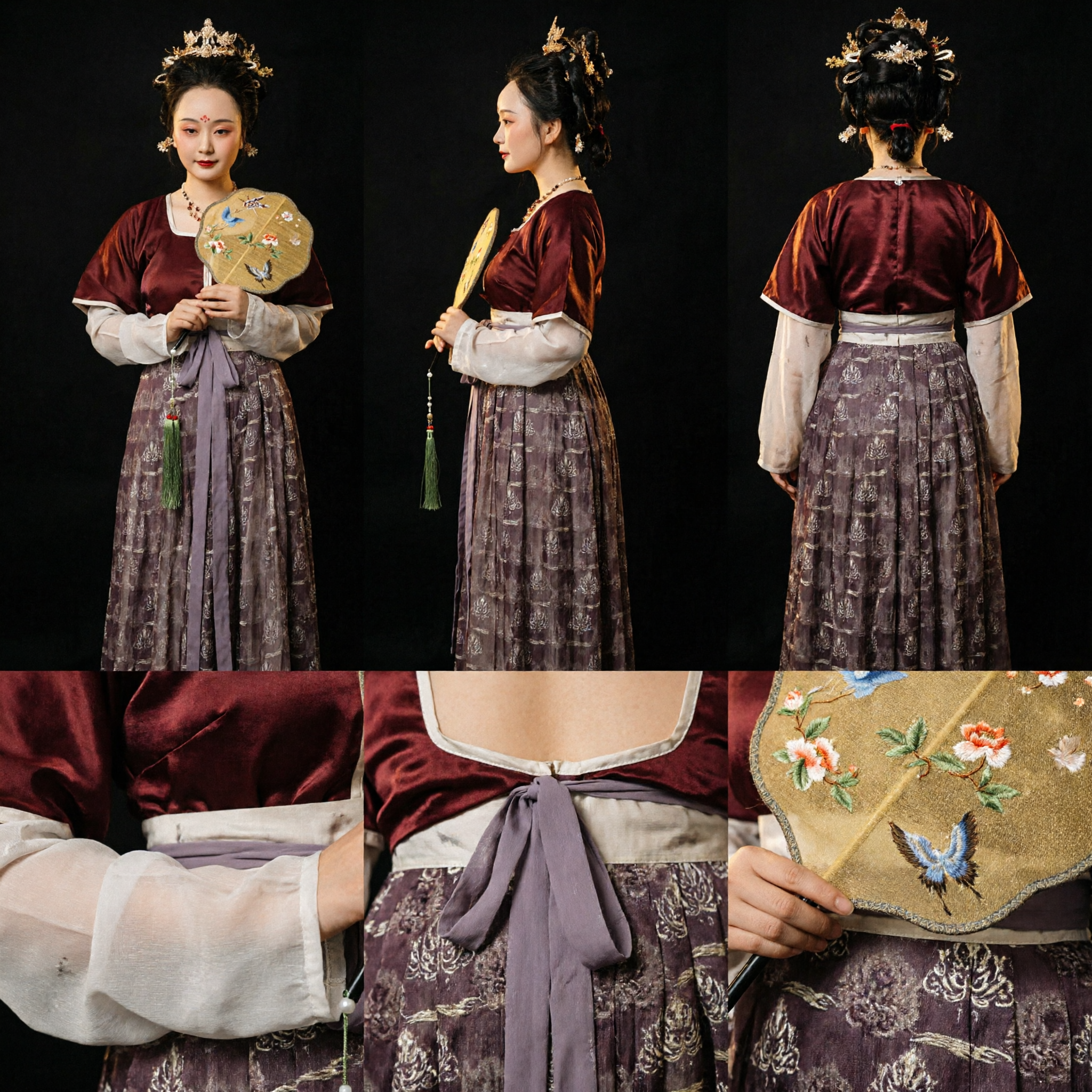 Traditionele Chinese Hanfu Tang Dynastie Oude Prinses Kostuum Compleet Set met Waaier en Haarseld voor Vrouwen - Asian Costume